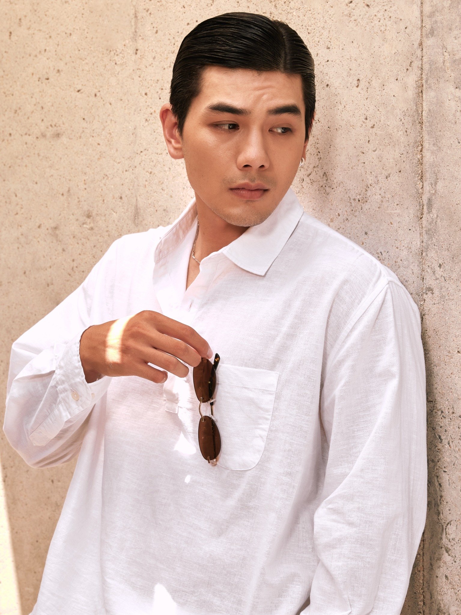 AG540 STUDIO REGULAR FIT LINEN SHIRT - WHITE