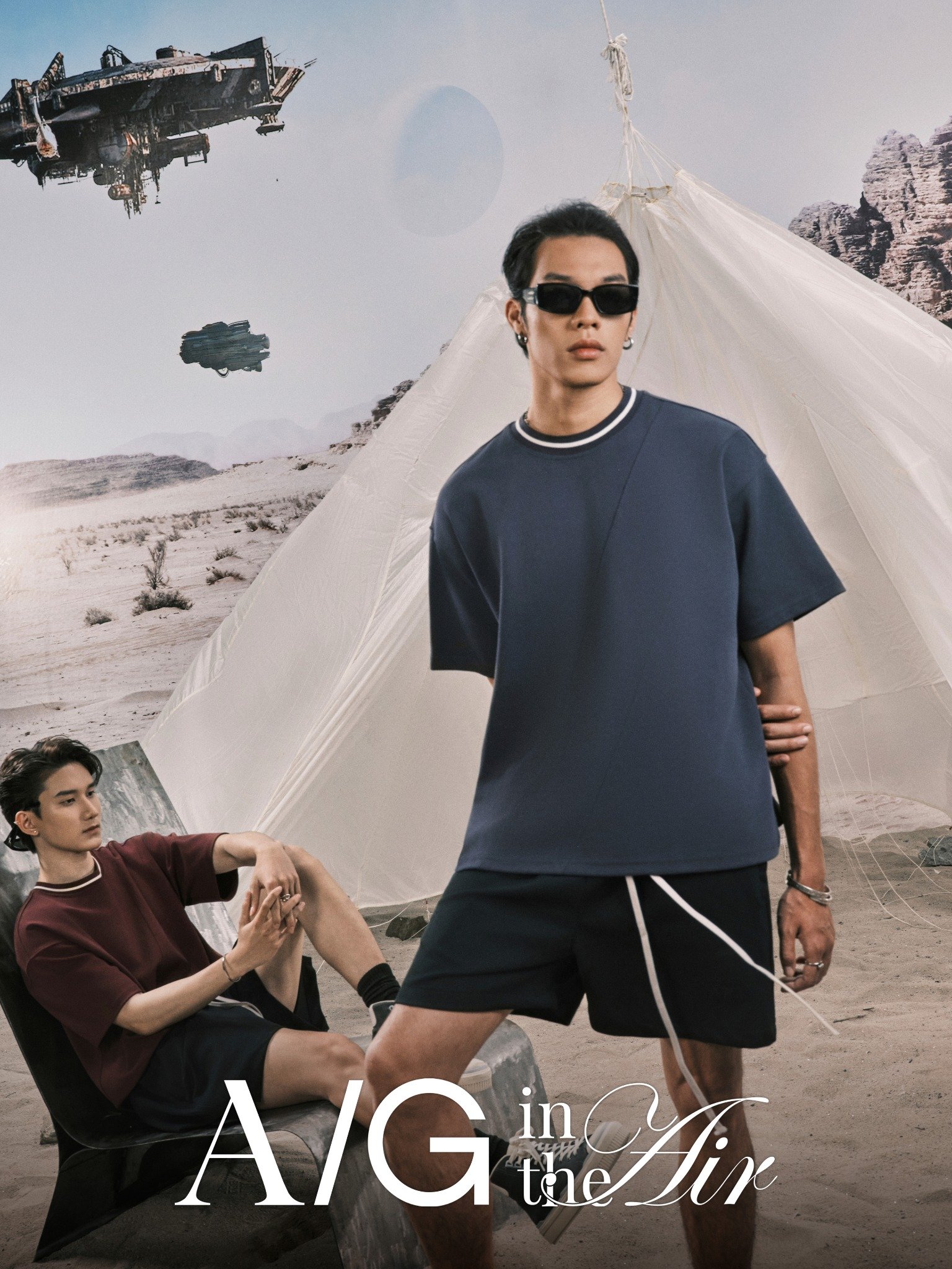 AG742 STUDIO LOOSE FIT BASIC T-SHIRT - PRUSSION BLUE