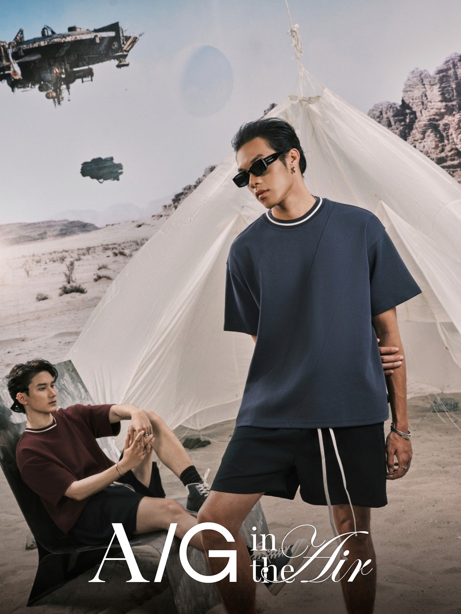 AG742 STUDIO LOOSE FIT BASIC T-SHIRT - PRUSSION BLUE