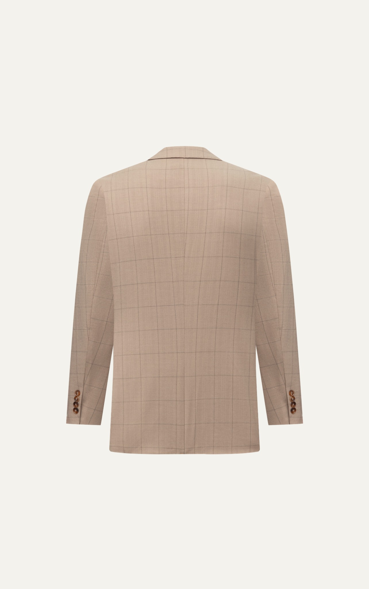 V56 PREMIUM REGULAR FIT CHECKED BLAZER - BEIGE