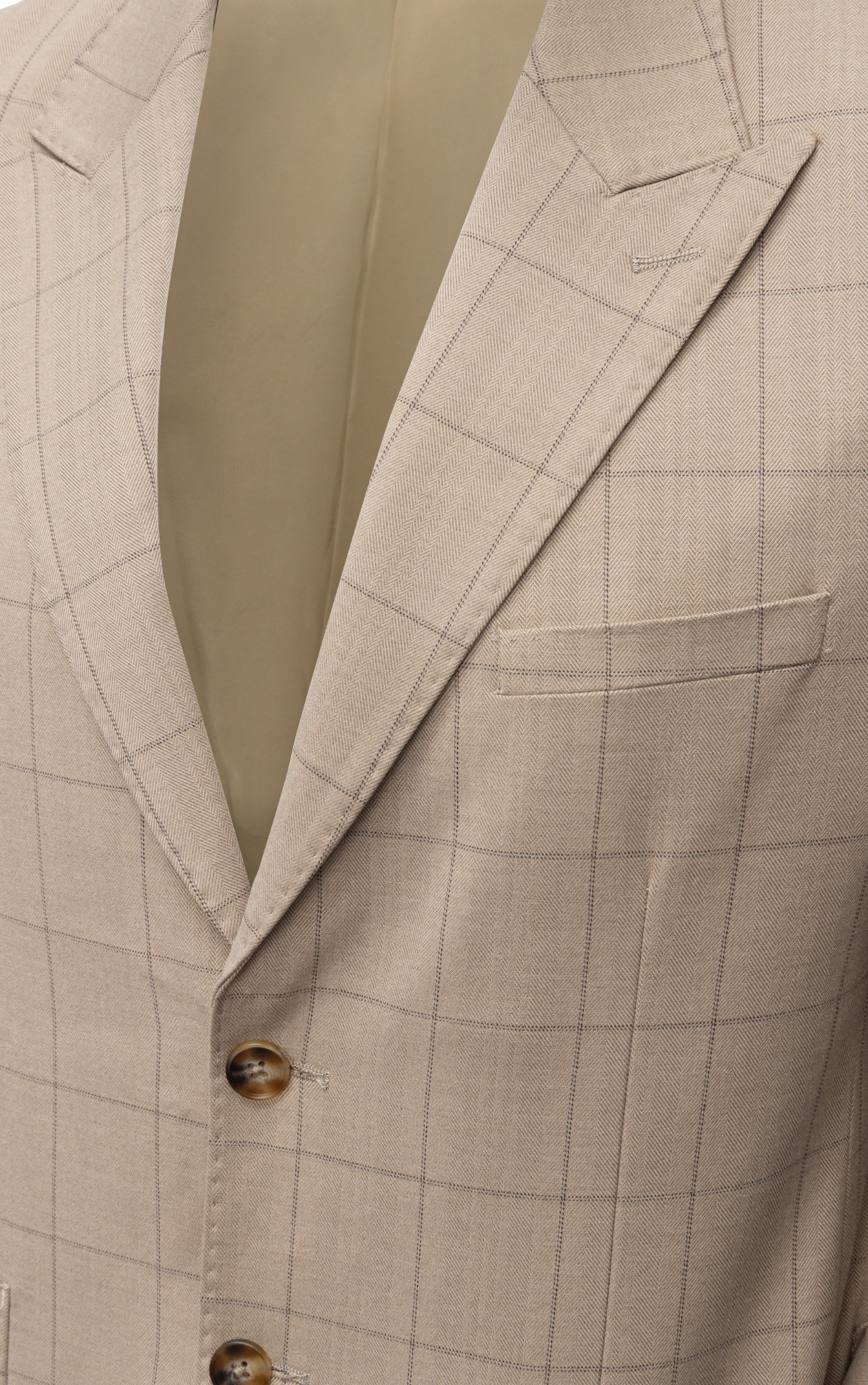 V56 PREMIUM REGULAR FIT CHECKED BLAZER - BEIGE