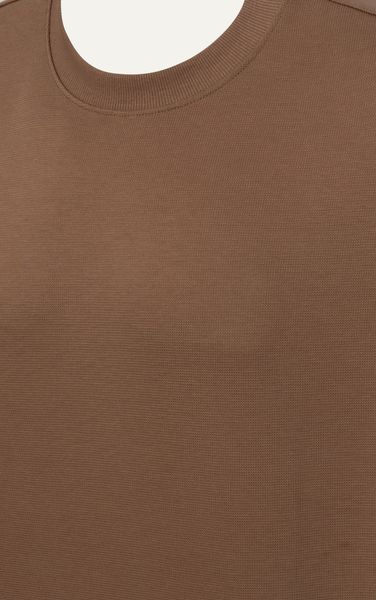  AG704 STUDIO LOOSE FIT EMBROIDERED LOGO T-SHIRT - BROWN 