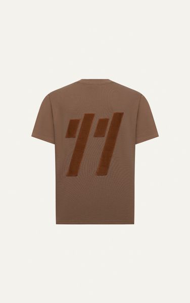  AG704 STUDIO LOOSE FIT EMBROIDERED LOGO T-SHIRT - BROWN