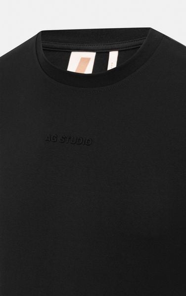  AGTL04 STUDIO REGULAR FIT BASIC EMBOSSED PRINTED LOGO T-SHIRT - BLACK 