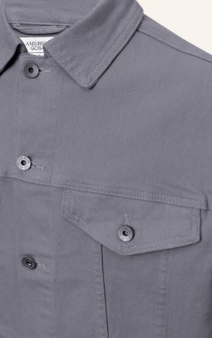 AG14 STUDIO REGULAR FIT BASIC COMFORT DENIM JACKET - GREY