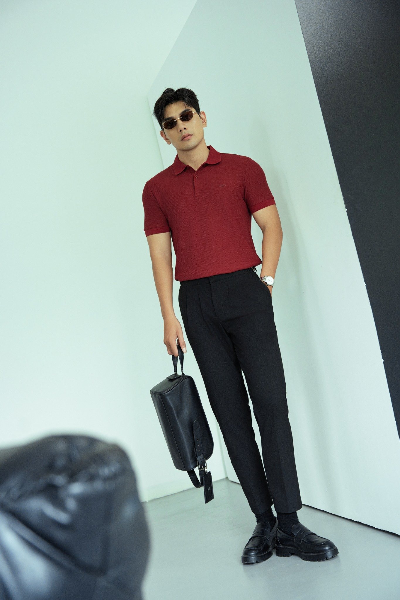 AG02 SIGNATURE SLIMFIT POLO - WINE RED