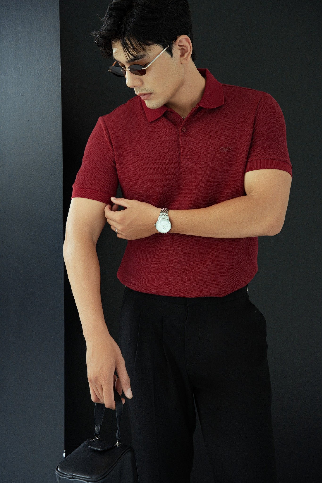AG02 SIGNATURE SLIMFIT POLO - WINE RED