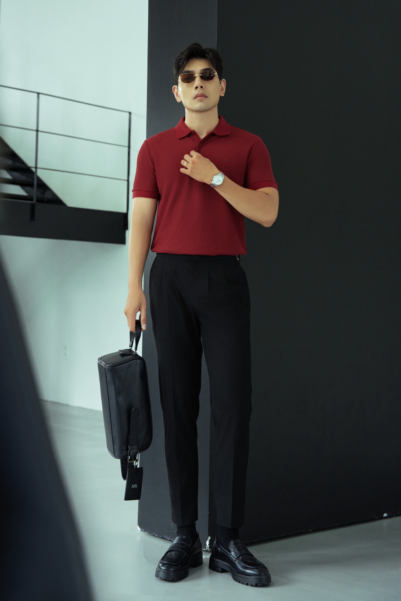 AG02 SIGNATURE SLIMFIT POLO - WINE RED