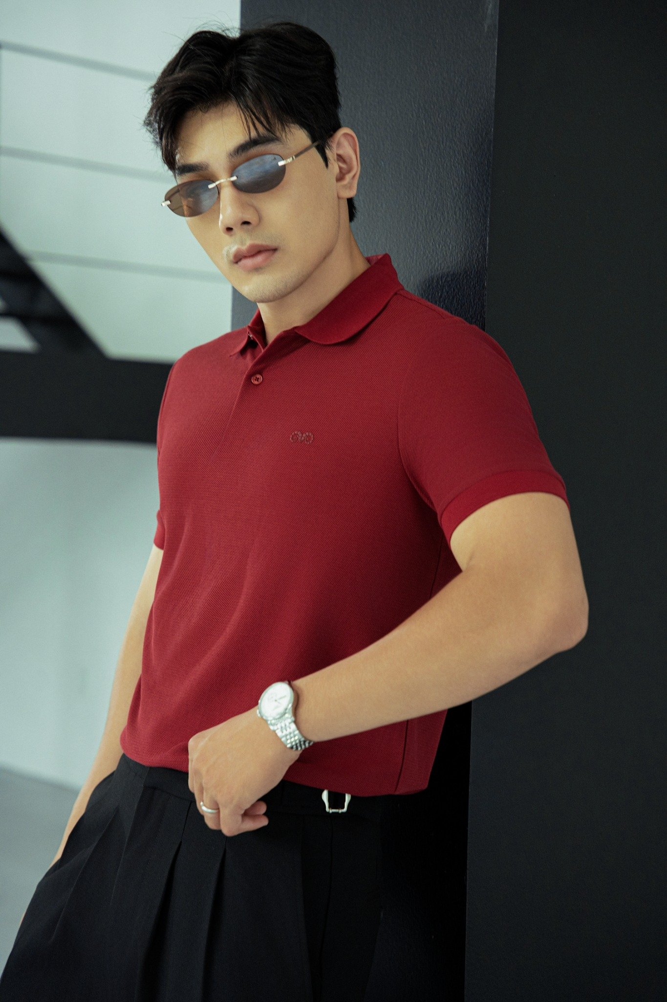 AG02 SIGNATURE SLIMFIT POLO - WINE RED