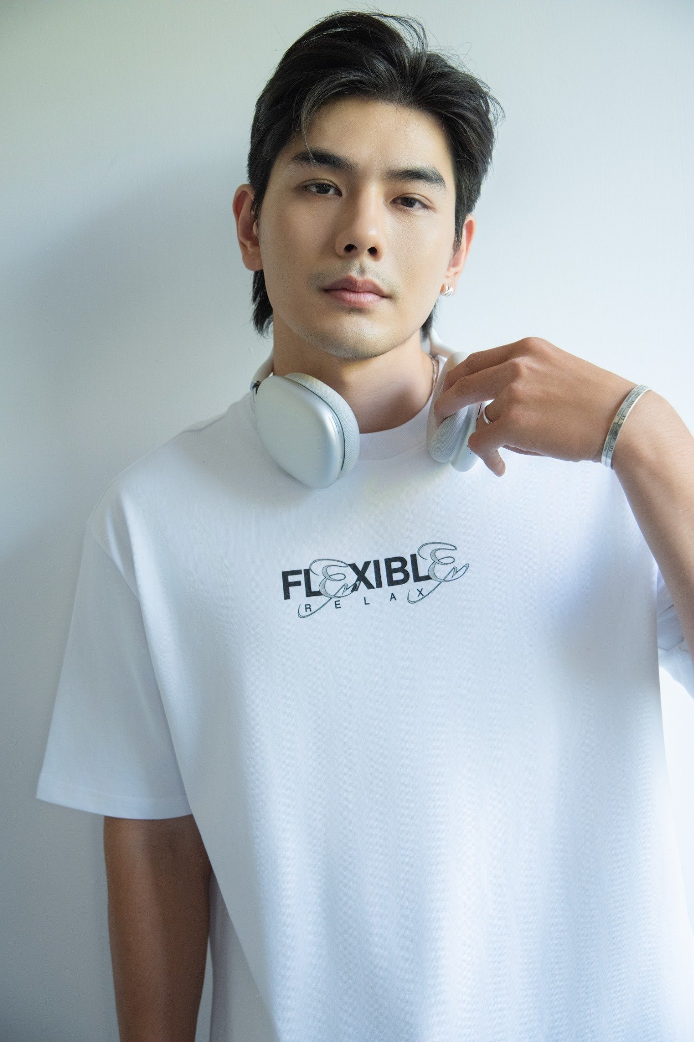 T726 FACTORY LOOSE FIT PRINTED "FLEXIBLE" T-SHIRT - WHITE