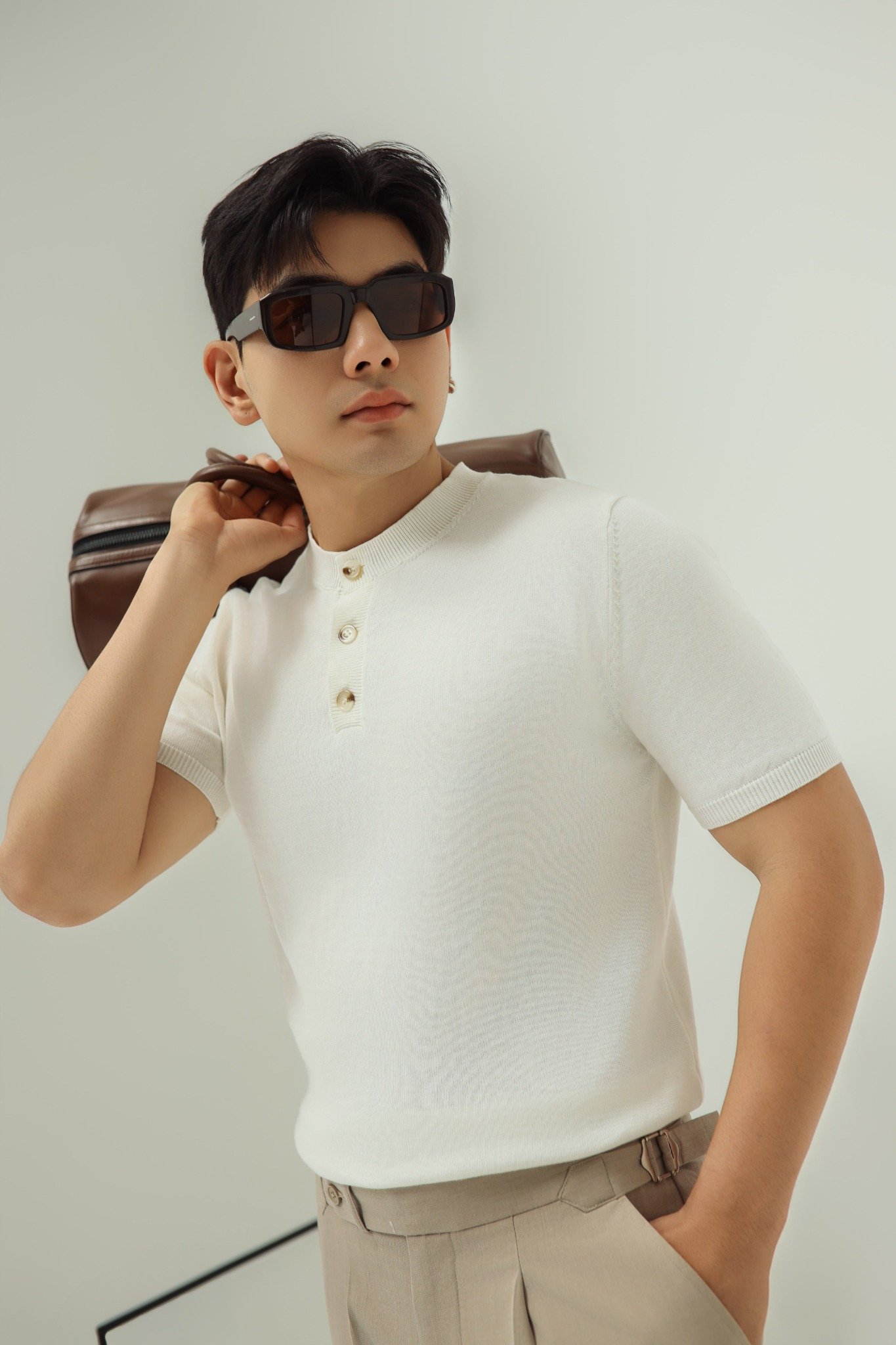 AG607 PREMIUM REGULAR FIT KNIT T-SHIRT - WHITE