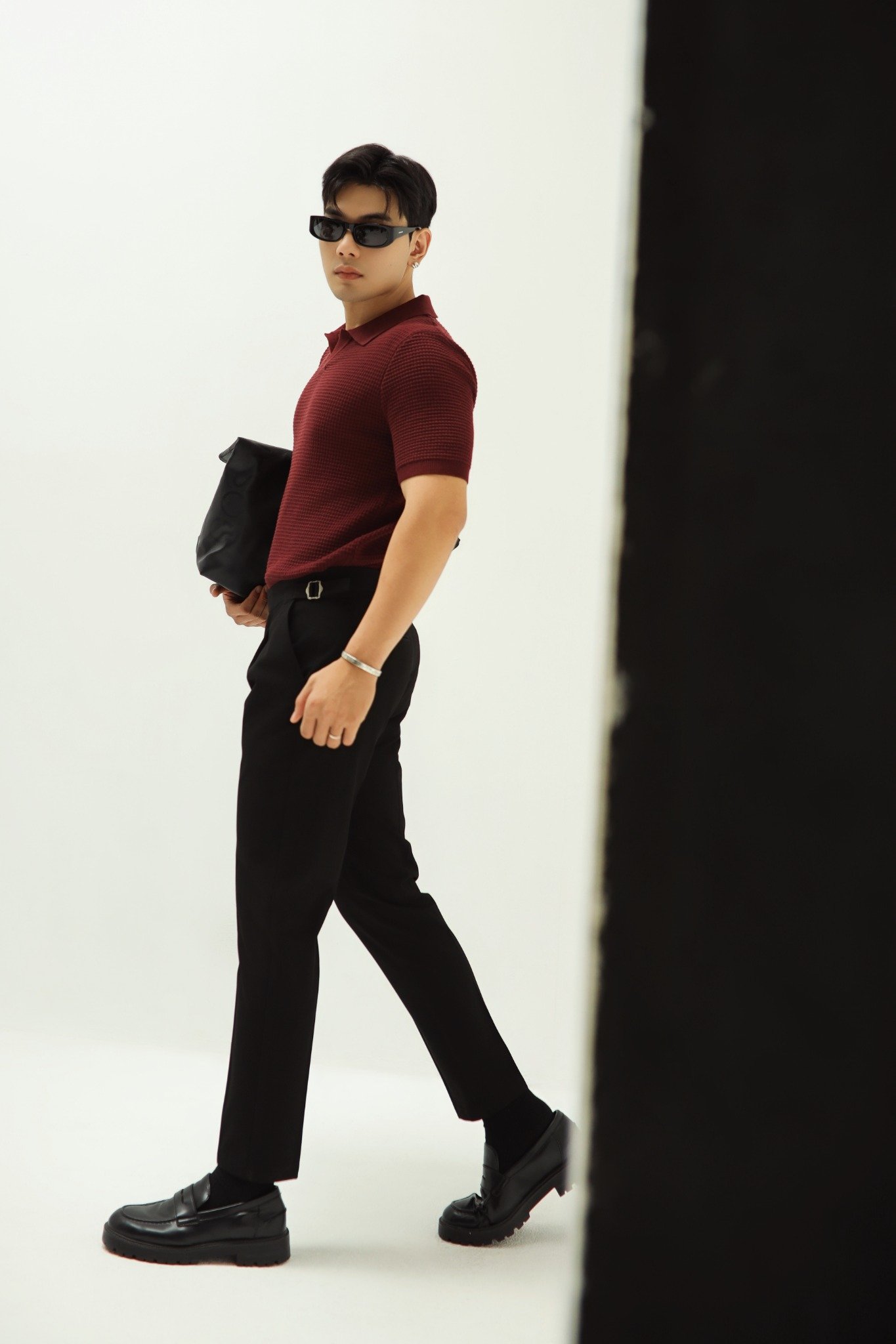 AG351 PREMIUM SLIMFIT SIDETAB TROUSERS - BLACK