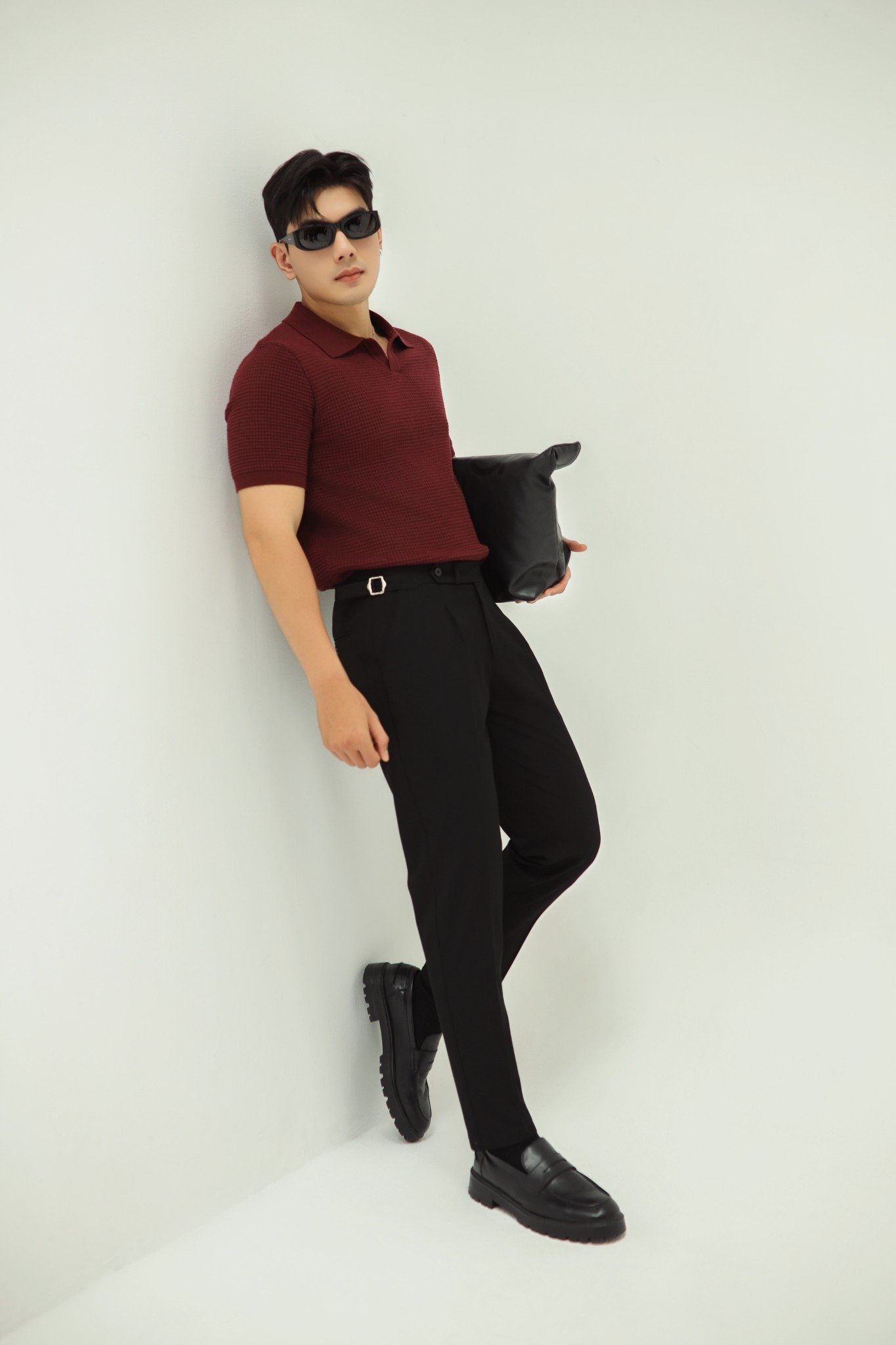 AG351 PREMIUM SLIMFIT SIDETAB TROUSERS - BLACK