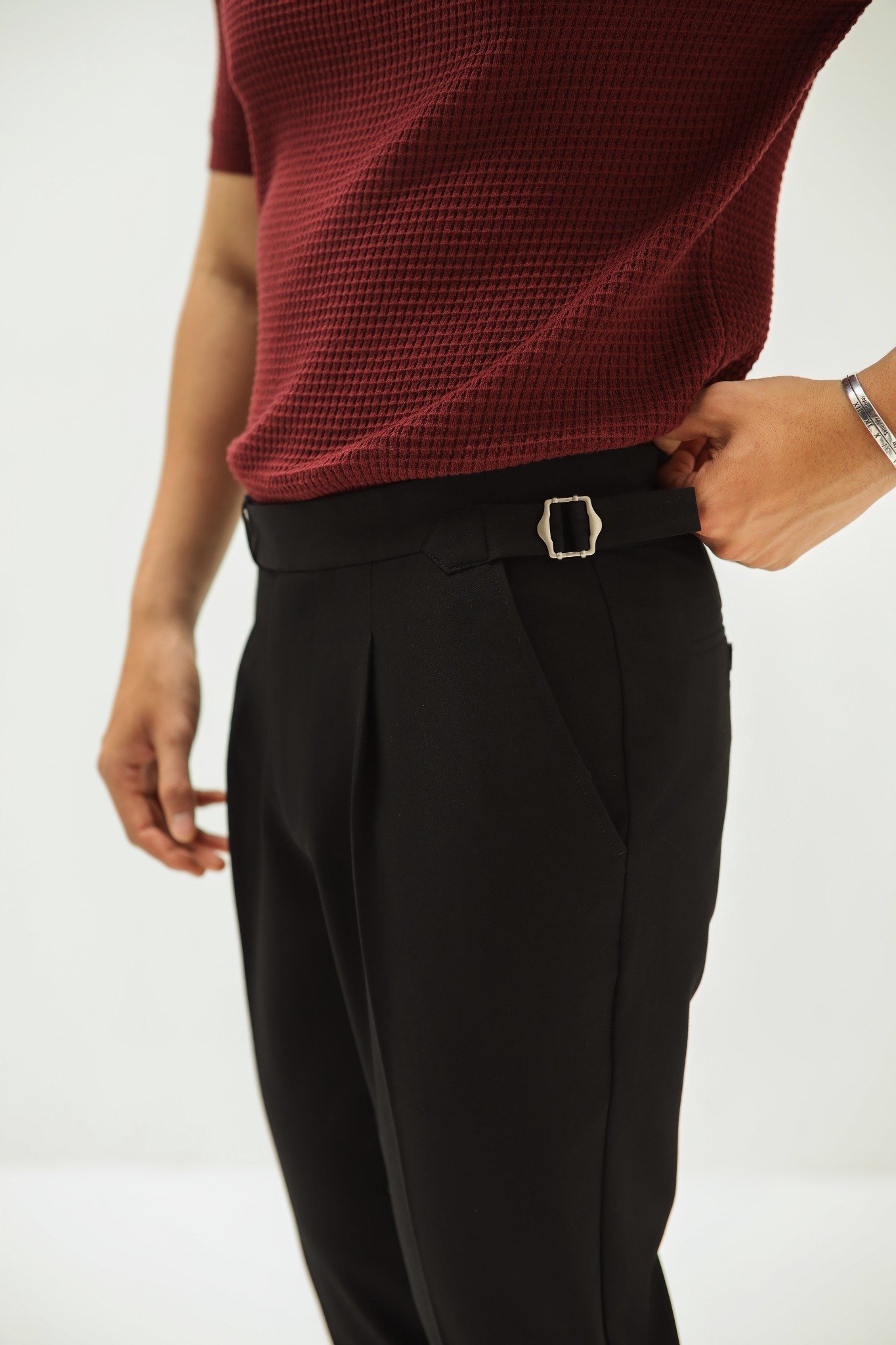 AG351 PREMIUM SLIMFIT SIDETAB TROUSERS - BLACK