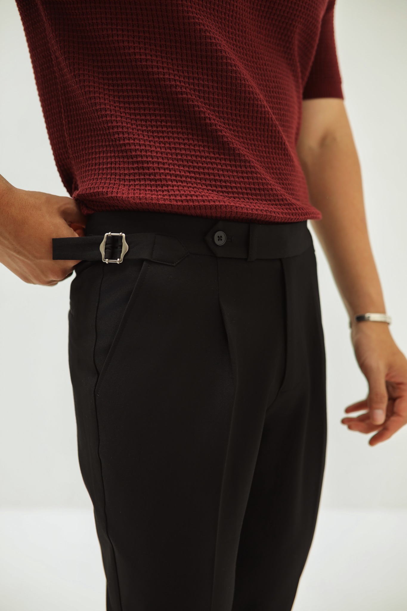 AG351 PREMIUM SLIMFIT SIDETAB TROUSERS - BLACK