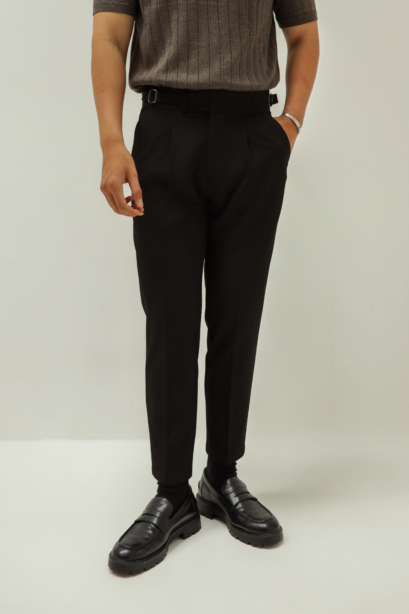 AG551 PREMIUM SLIMFIT SIDETAB TROUSERS - BLACK