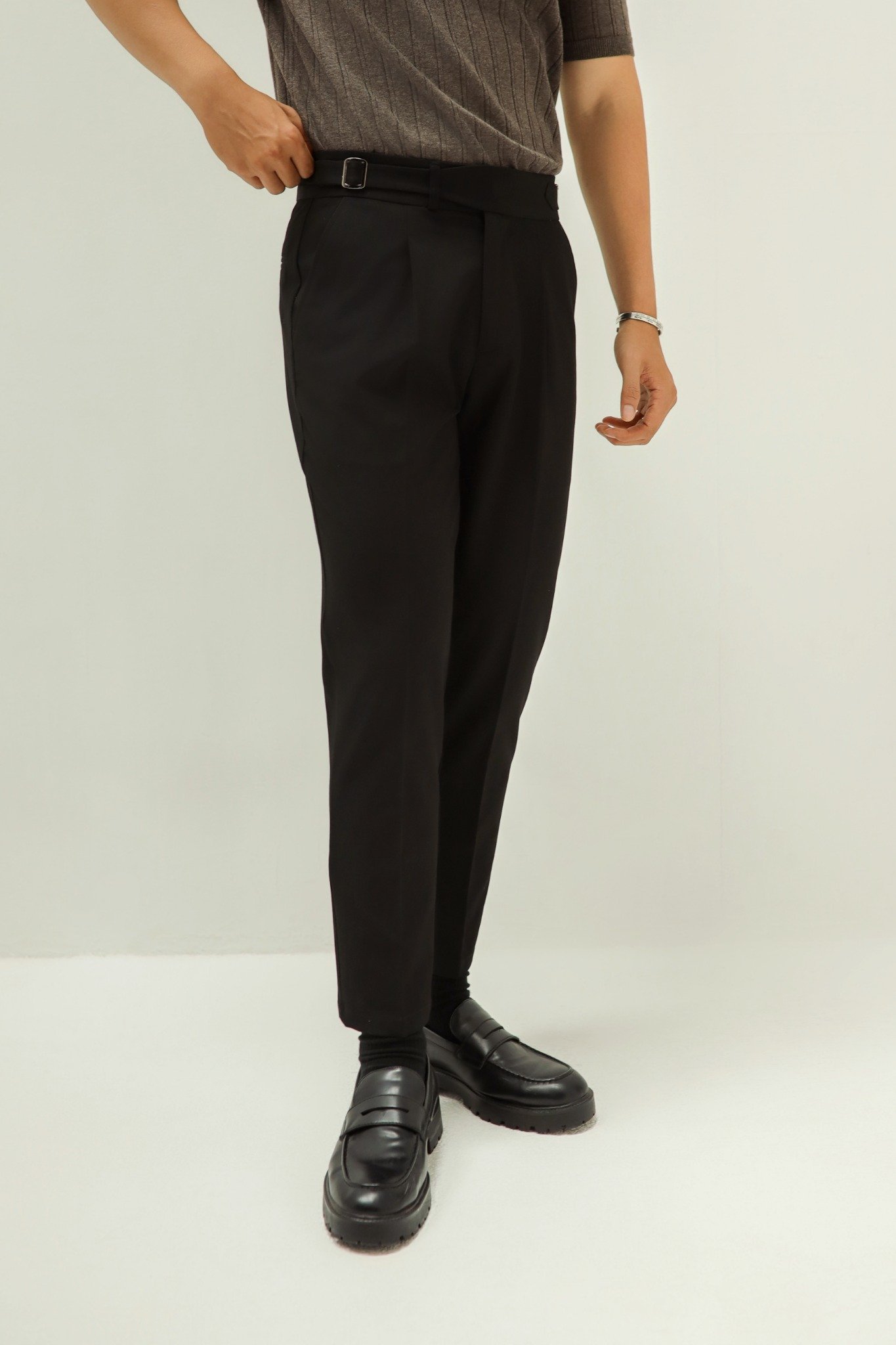 AG551 PREMIUM SLIMFIT SIDETAB TROUSERS - BLACK