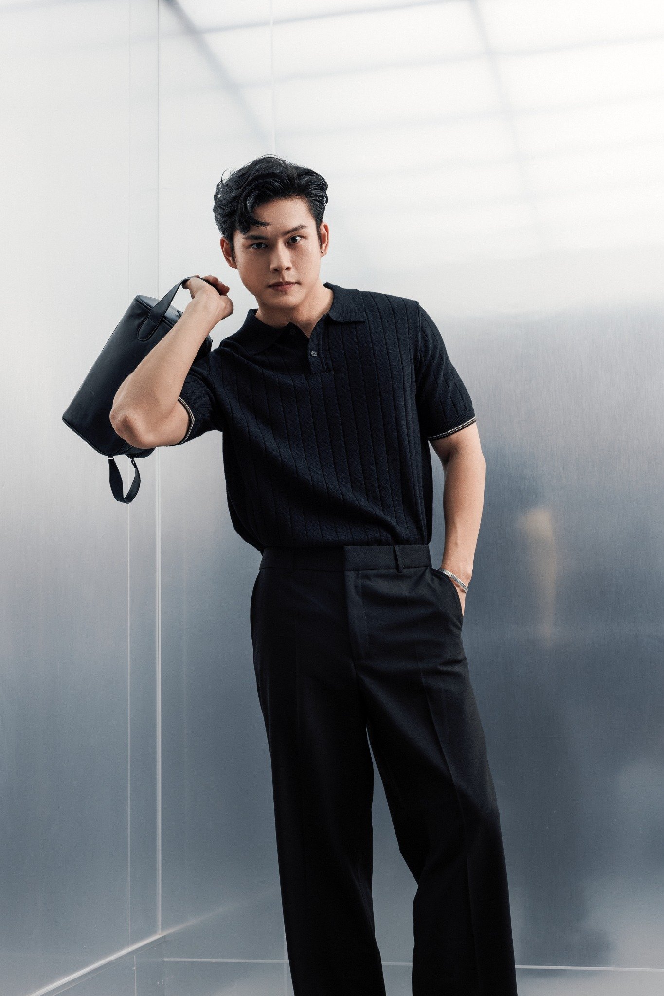 AG741 PREMIUM REGULAR FIT RIB STITCH POLO - BLACK