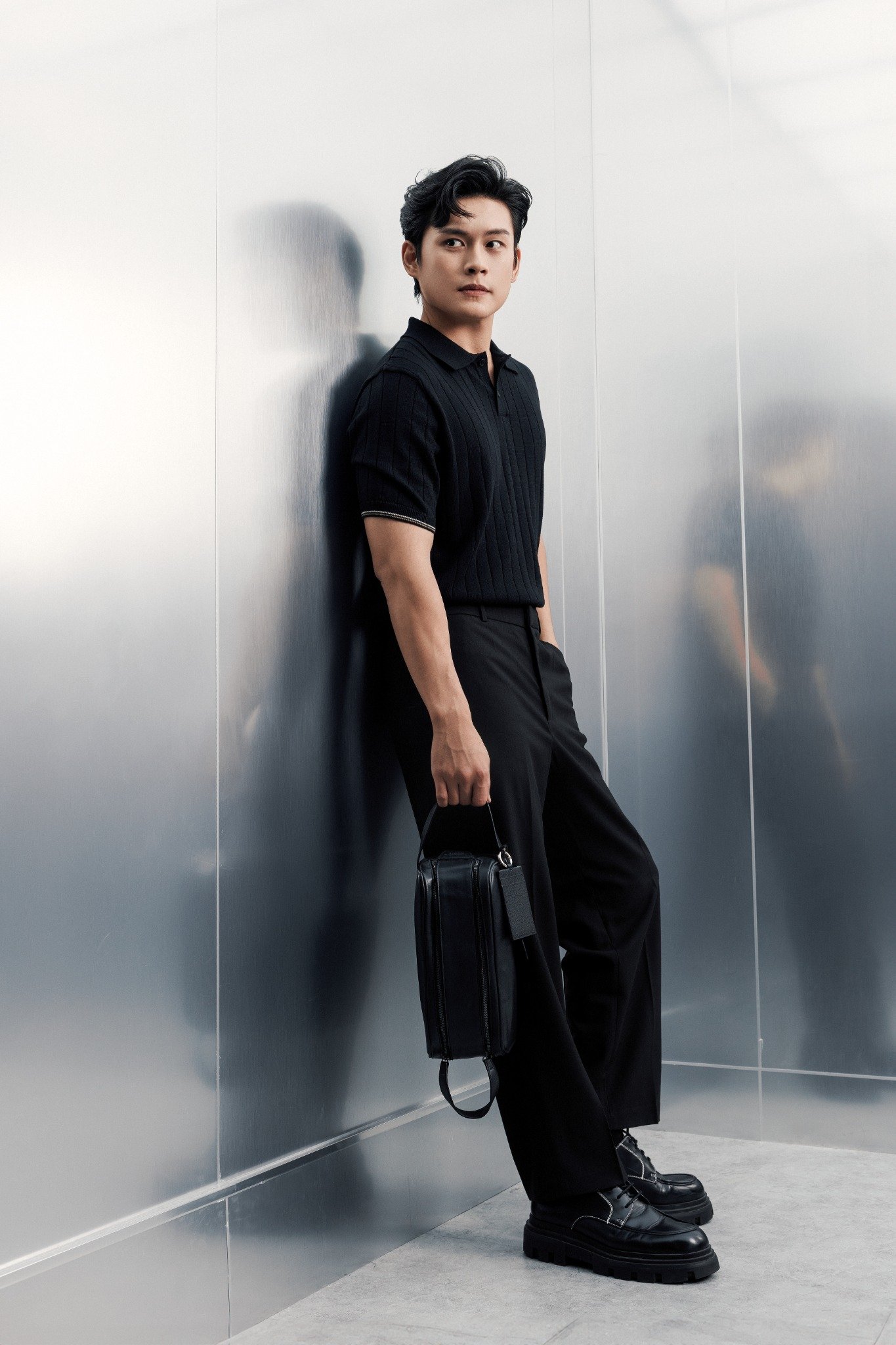 AG741 PREMIUM REGULAR FIT RIB STITCH POLO - BLACK