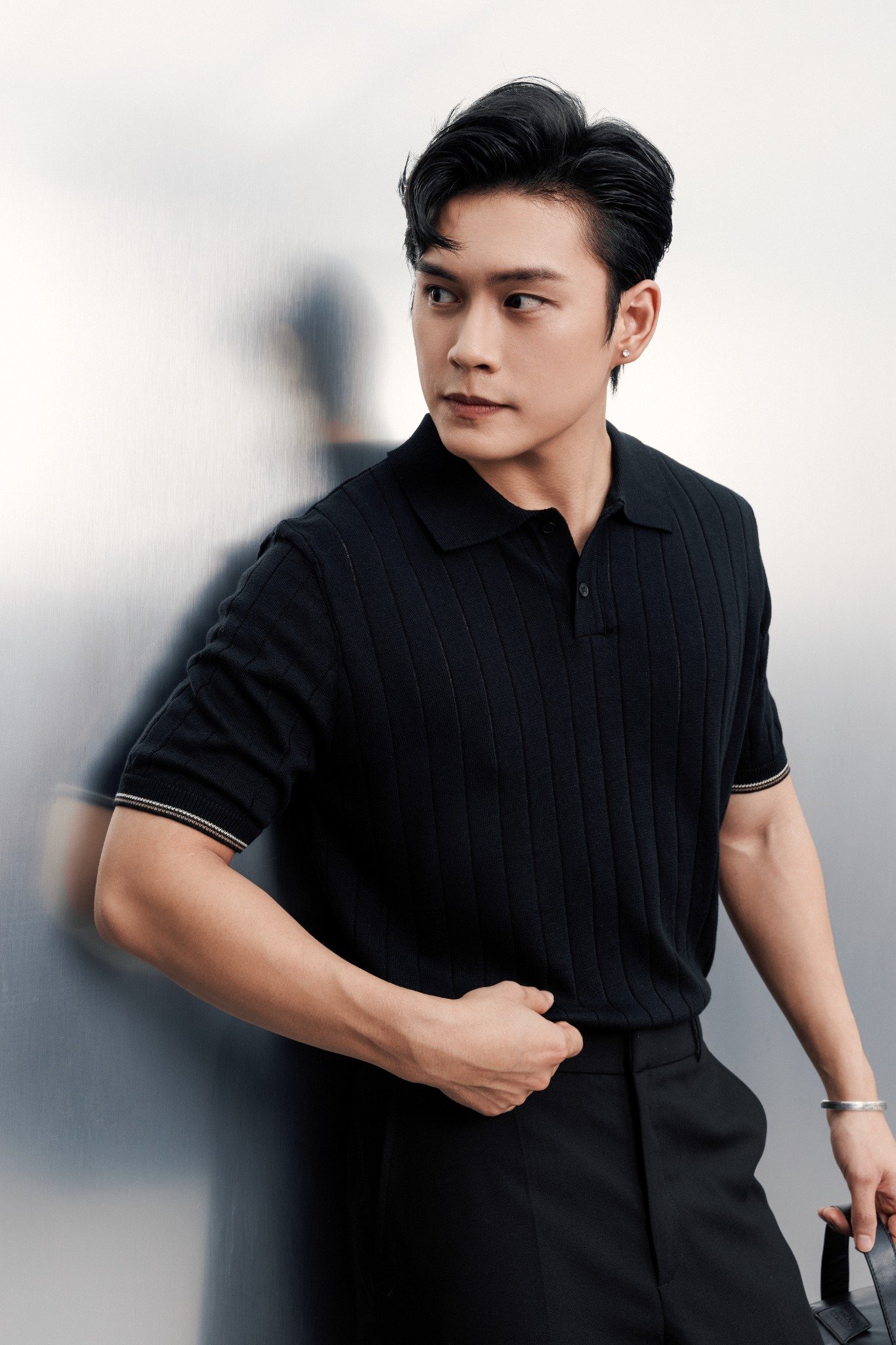 AG741 PREMIUM REGULAR FIT RIB STITCH POLO - BLACK
