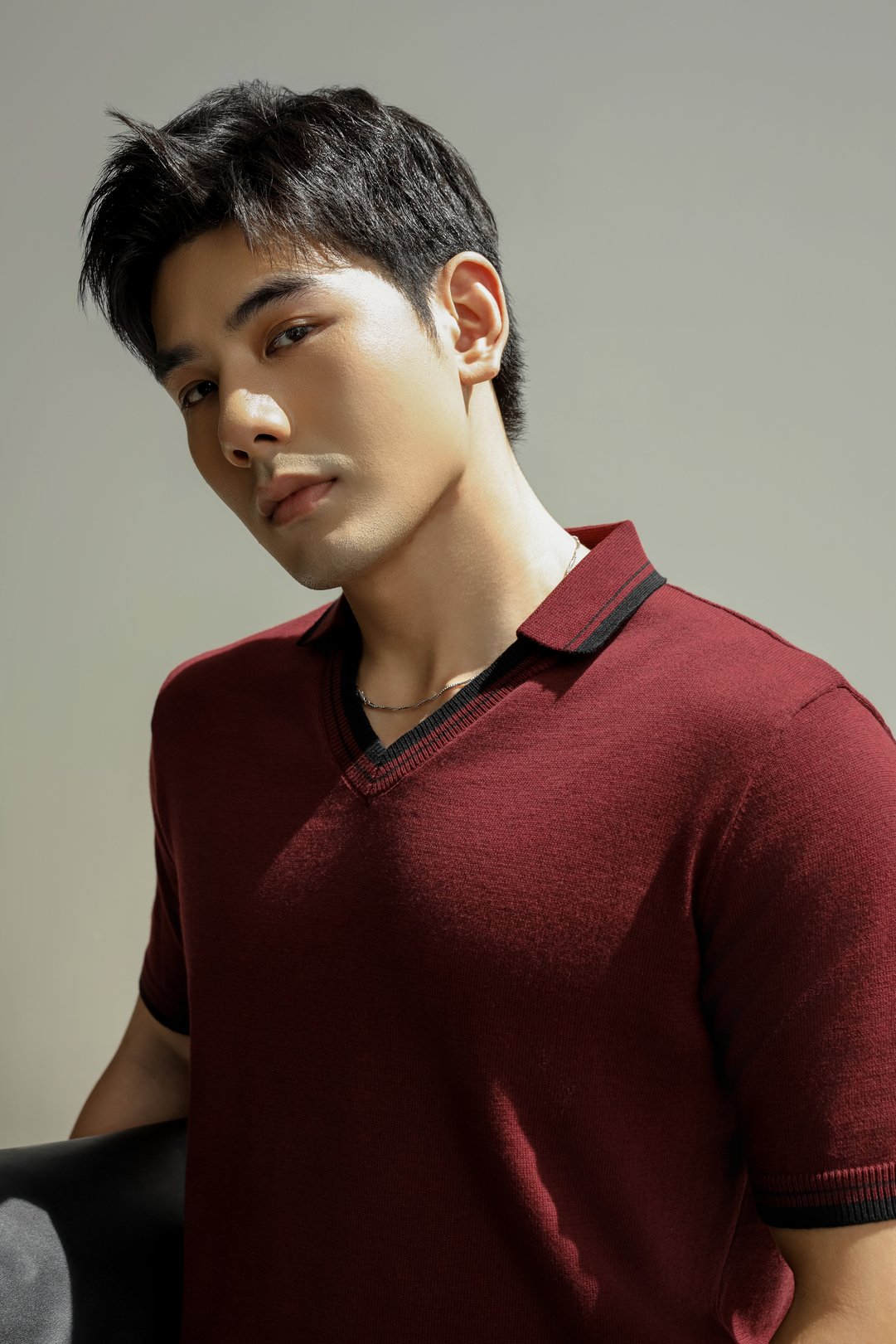 AG753 PREMIUM REGULAR FIT KNIT POLO - DARK RED