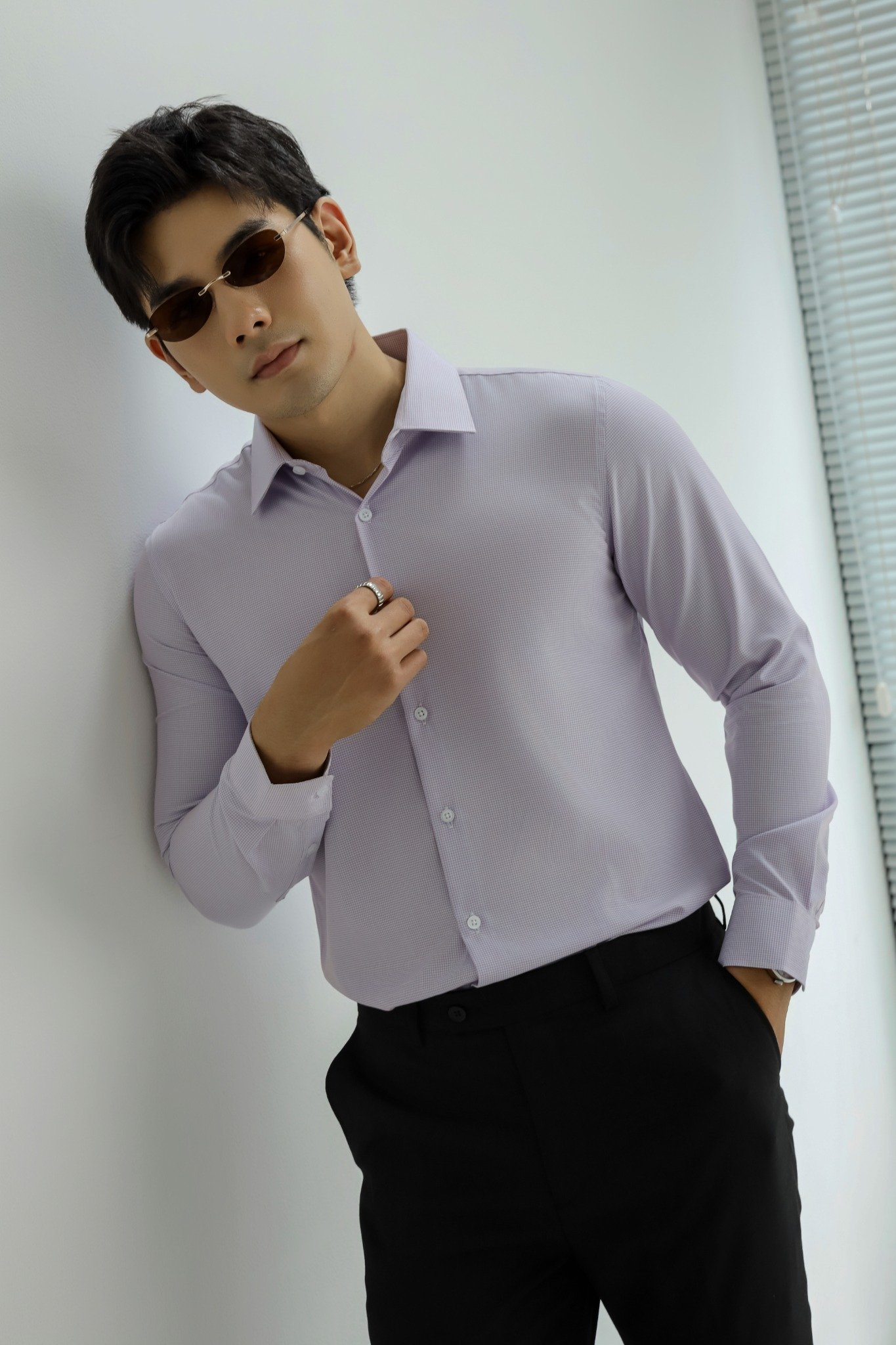 AG3P2 PREMIUM SLIMFIT TEXTURE SHIRT - PURPLE