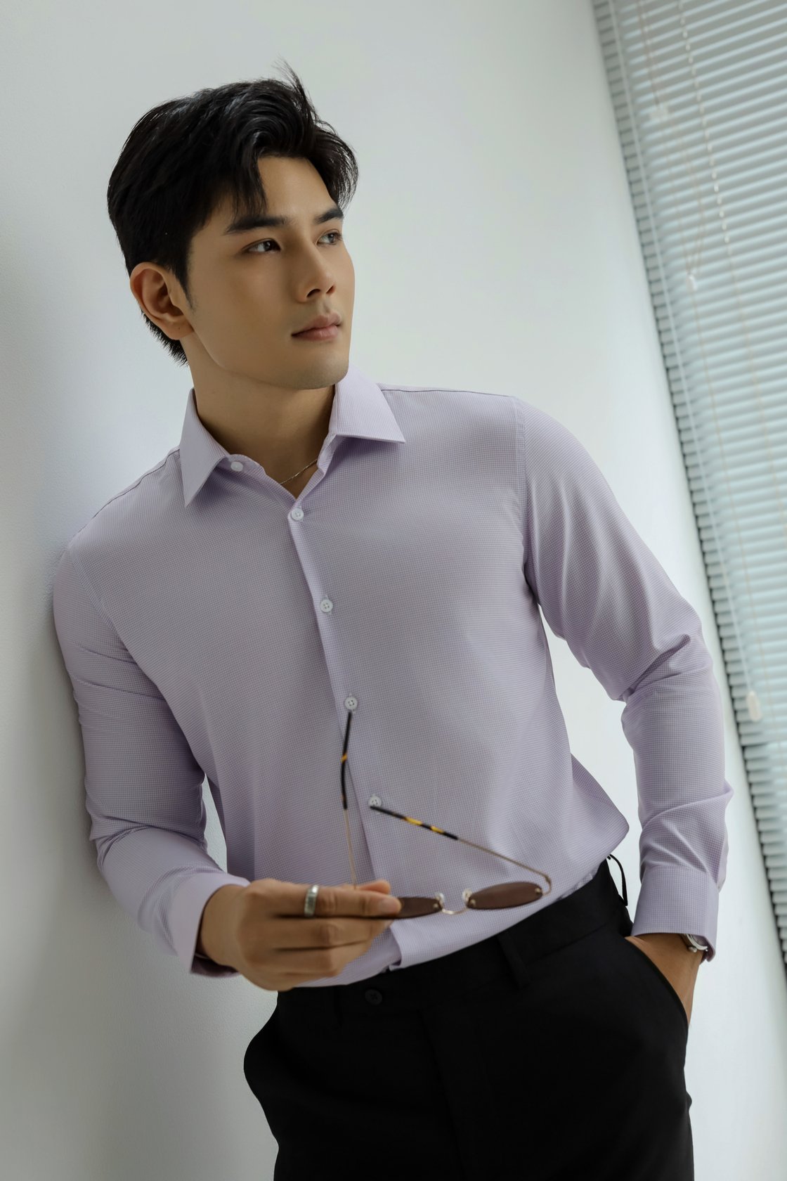 AG3P2 PREMIUM SLIMFIT TEXTURE SHIRT - PURPLE