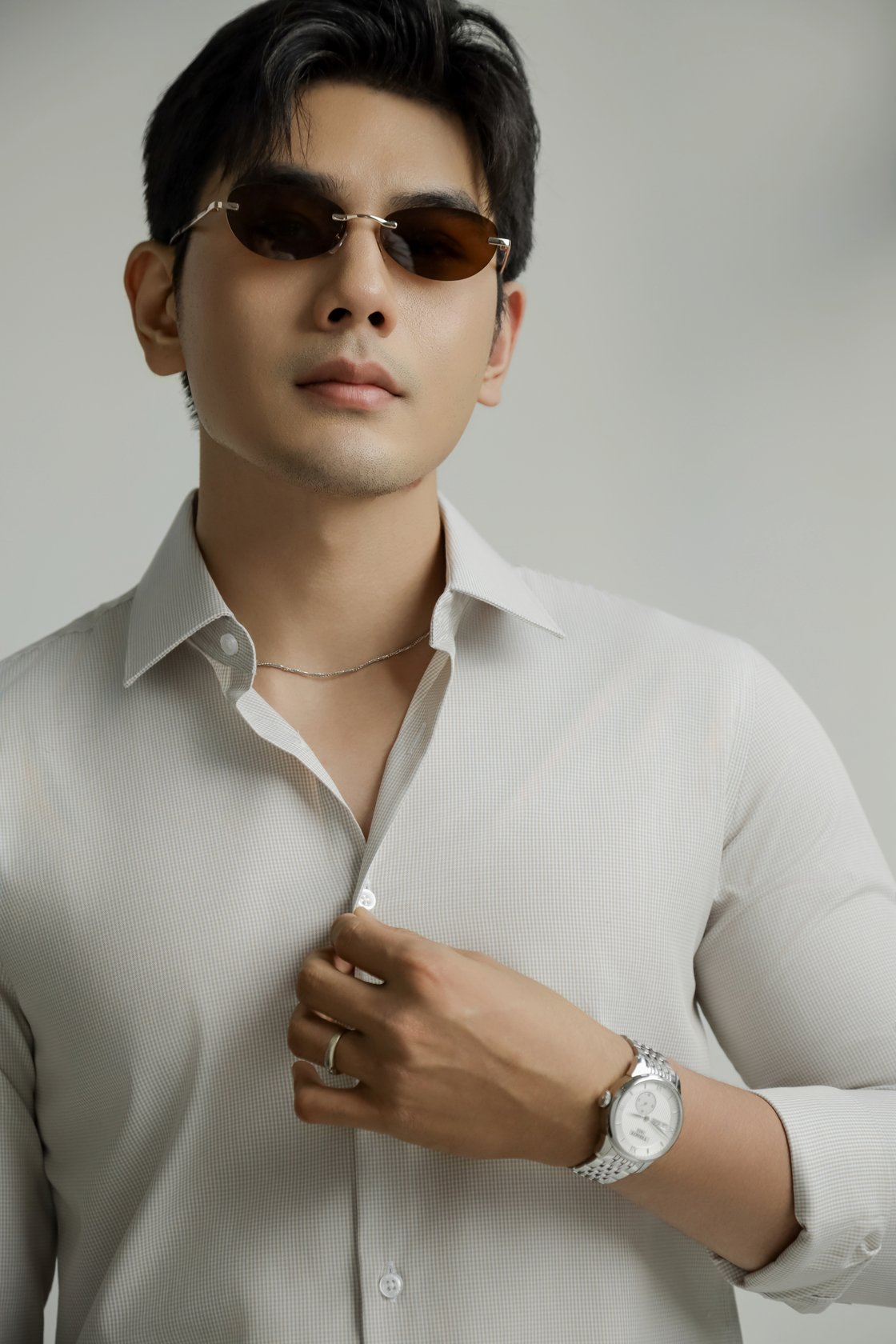 AG3P3 PREMIUM SLIMFIT TEXTURE SHIRT - LIGHT GREY