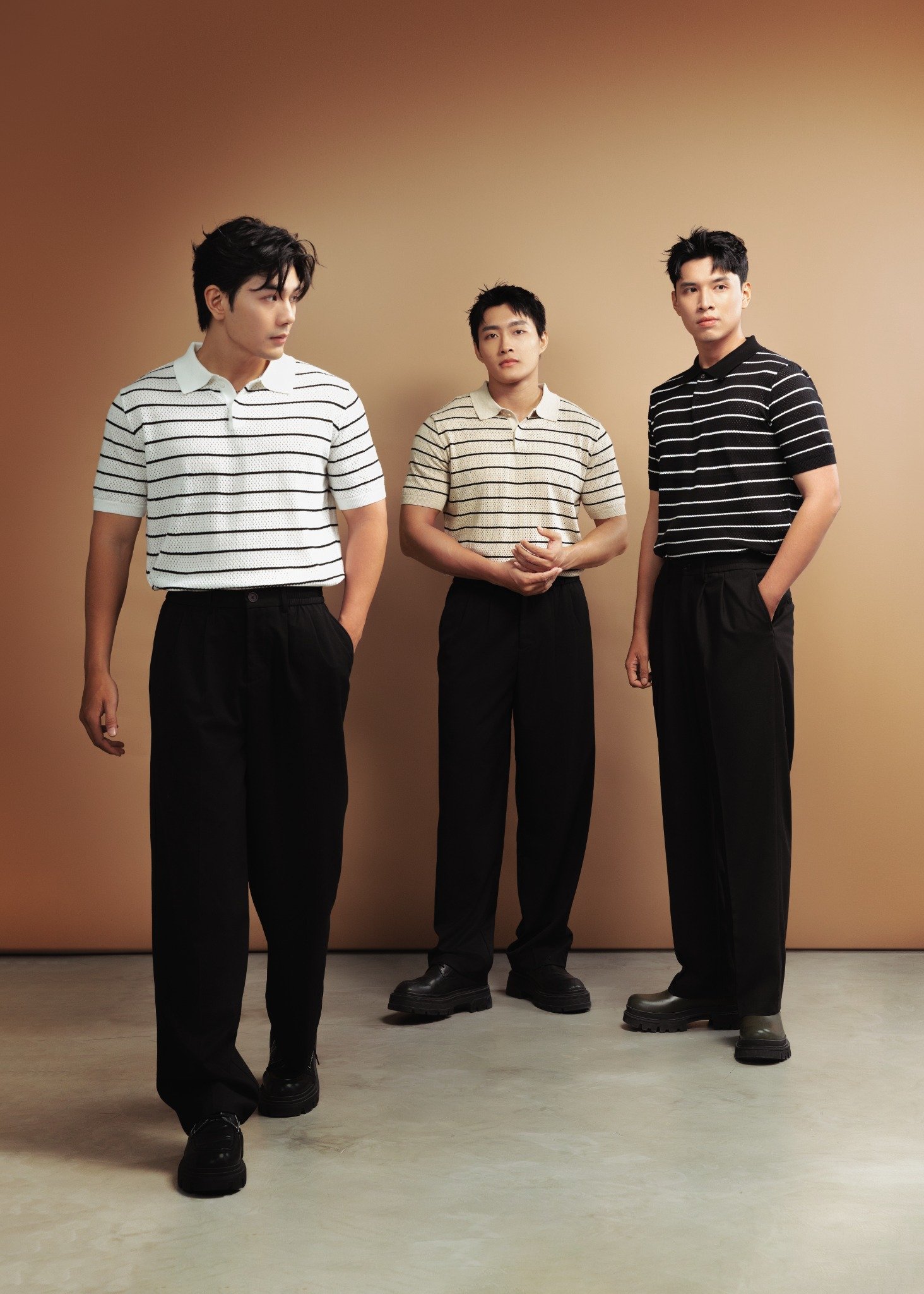AG735 PREMIUM REGULAR FIT STRIPED KNIT POLO - BLACK