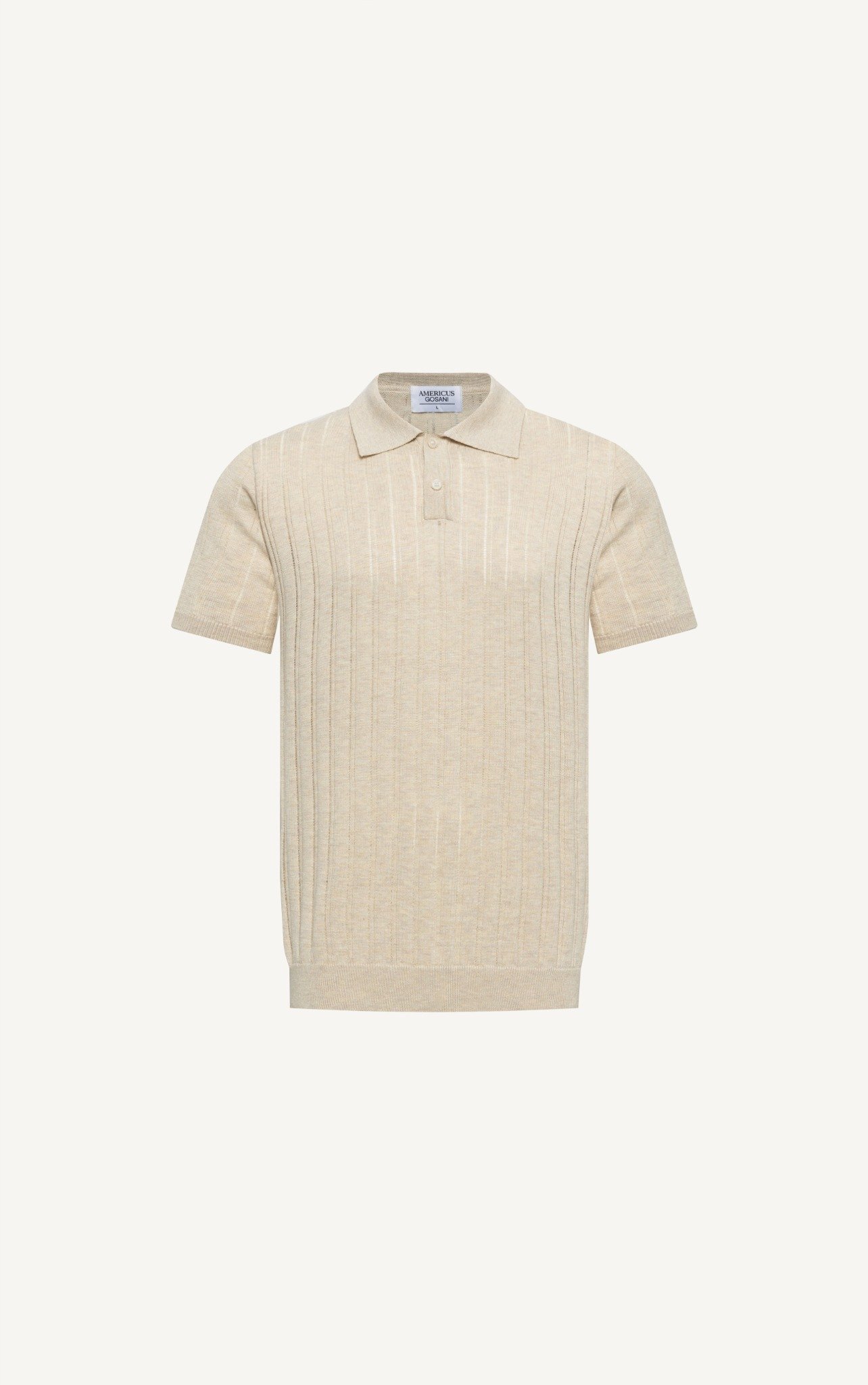 AG717 STUDIO REGULAR FIT RIB STITCH POLO - OFF WHITE