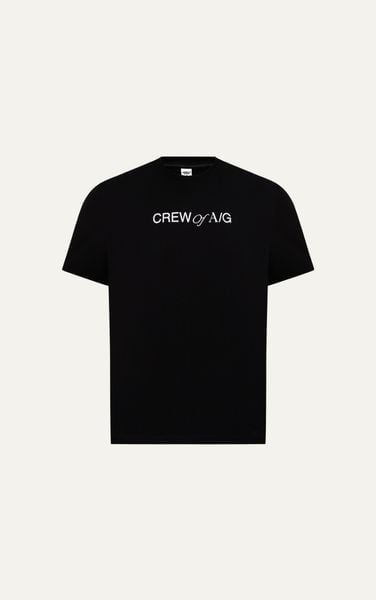  AG698 STUDIO LOOSE FIT PRINTED LOGO T-SHIRT - BLACK