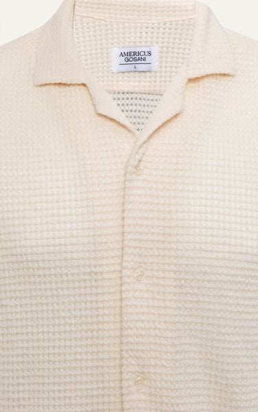  AG533 STUDIO LOOSE FIT CROCHET CUBAN SHIRT - OFF WHITE 
