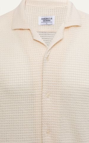 AG533 STUDIO LOOSE FIT CROCHET CUBAN SHIRT - OFF WHITE