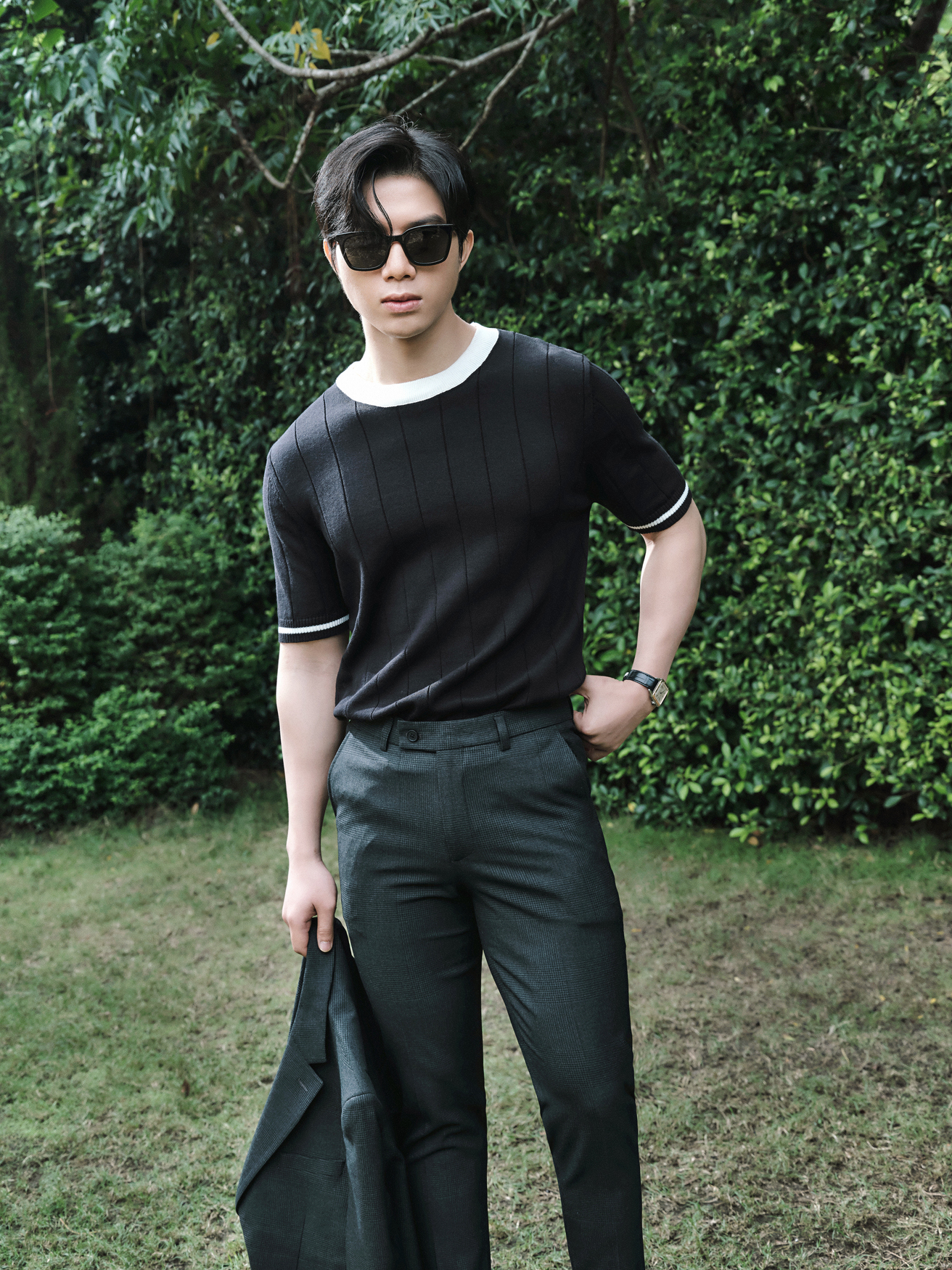 AG709 PREMIUM REGULAR FIT ESSENTIAL KNIT T-SHIRT - BLACK
