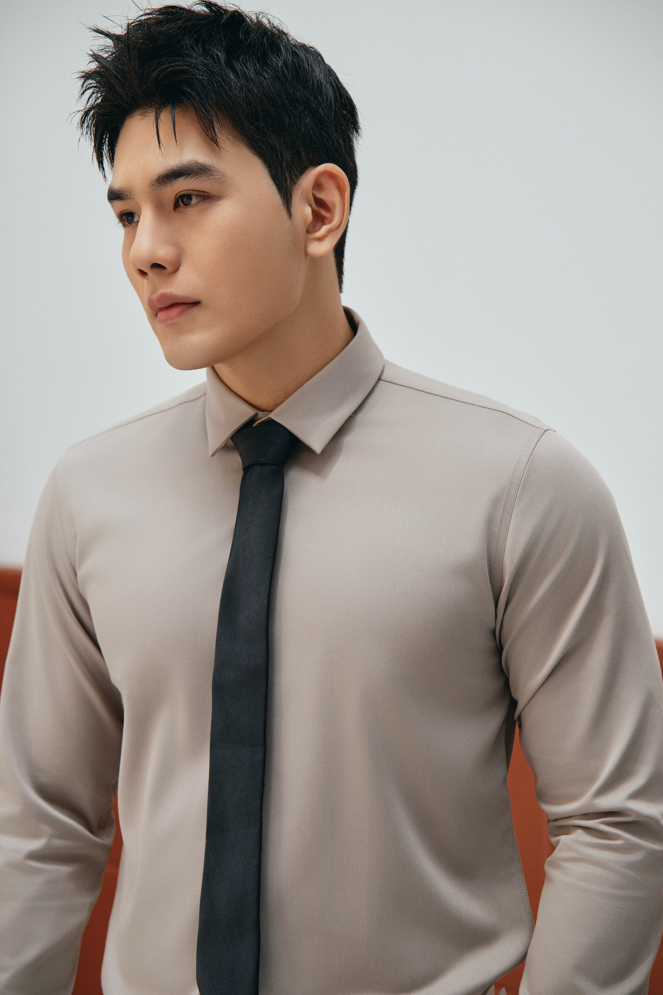 AG007 PREMIUM SLIMFIT TEXTURE SHIRT - BROWN