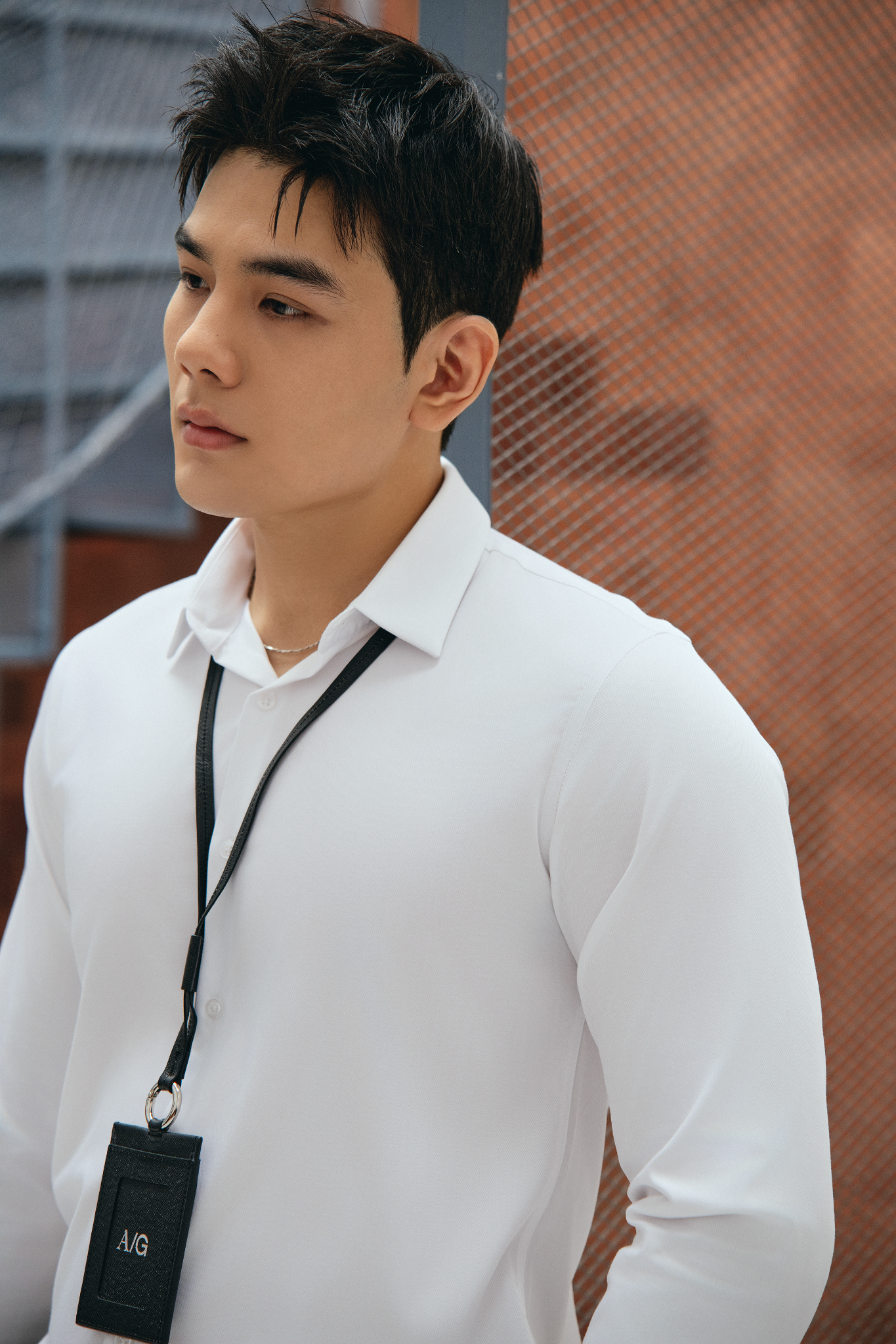 AG007 PREMIUM SLIMFIT TEXTURE SHIRT - WHITE