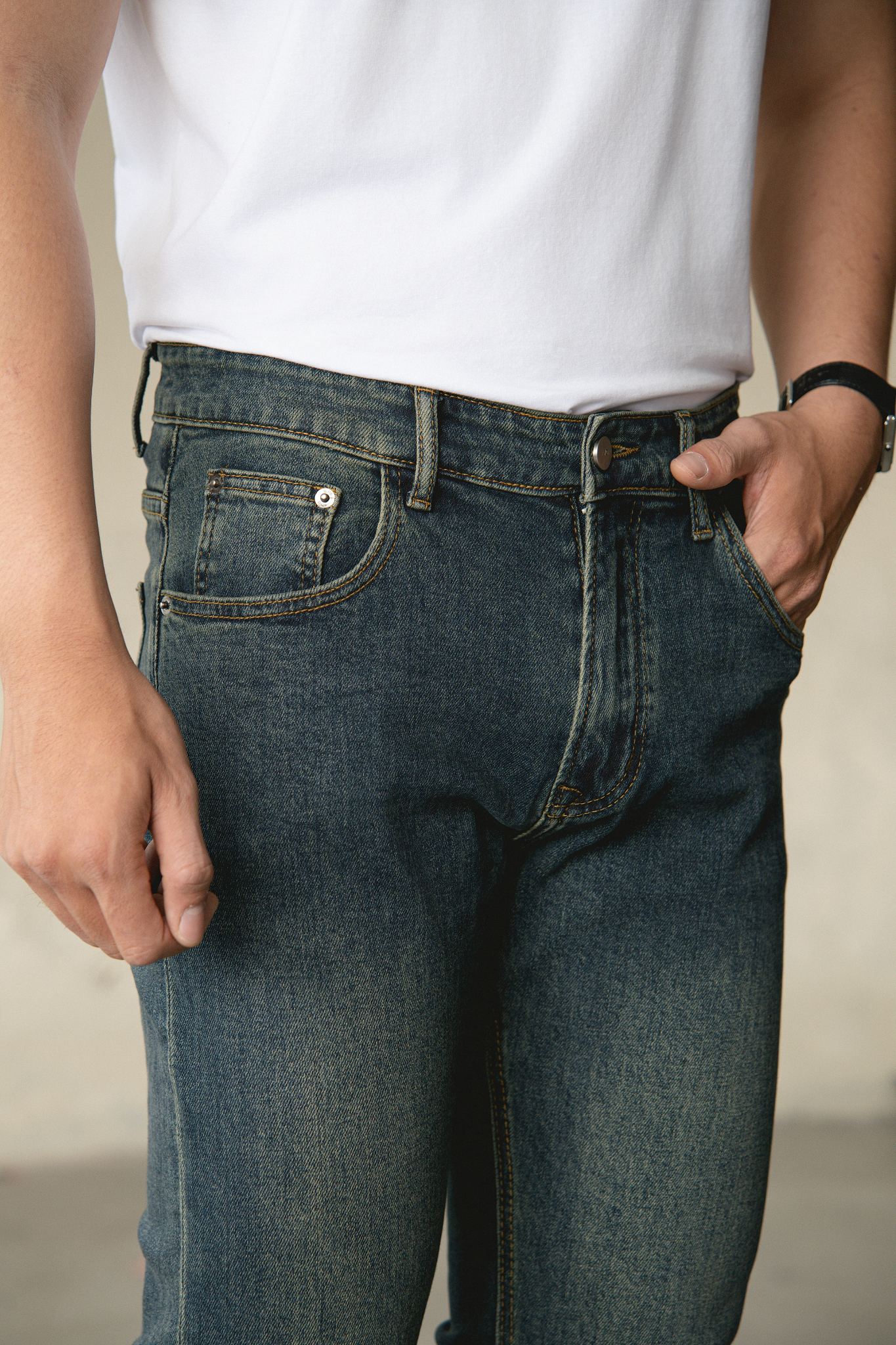 AG62 PREMIUM SLIMFIT JEANS WITH LABEL - DARK BLUE