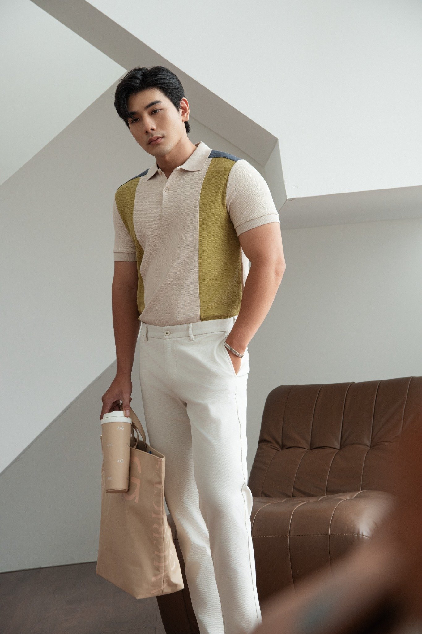 AG88 PREMIUM SLIMFIT STRIPED POLO - DARK YELLOW