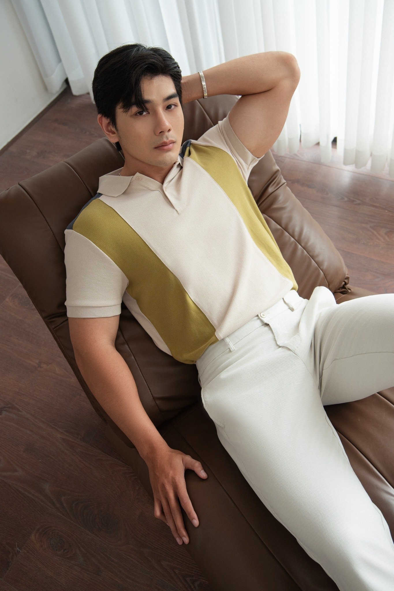 AG88 PREMIUM SLIMFIT STRIPED POLO - DARK YELLOW