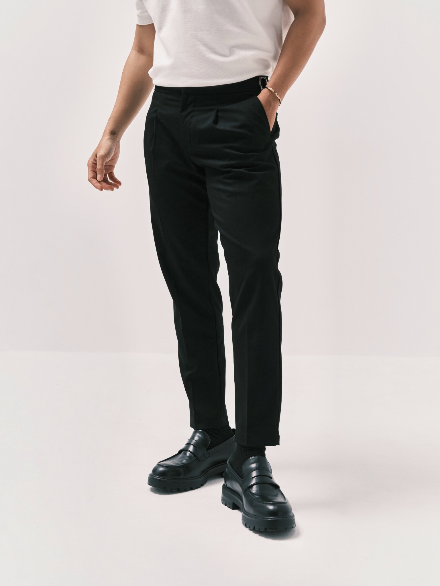 AG01 PREMIUM SLIMFIT SIDETAB TROUSERS - BLACK