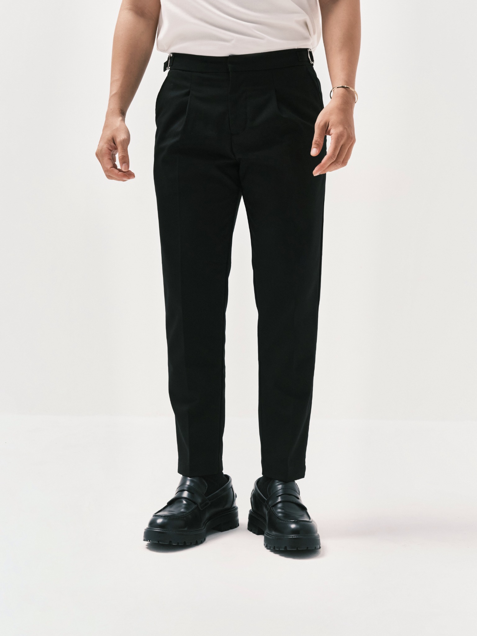 AG01 PREMIUM SLIMFIT SIDETAB TROUSERS - BLACK