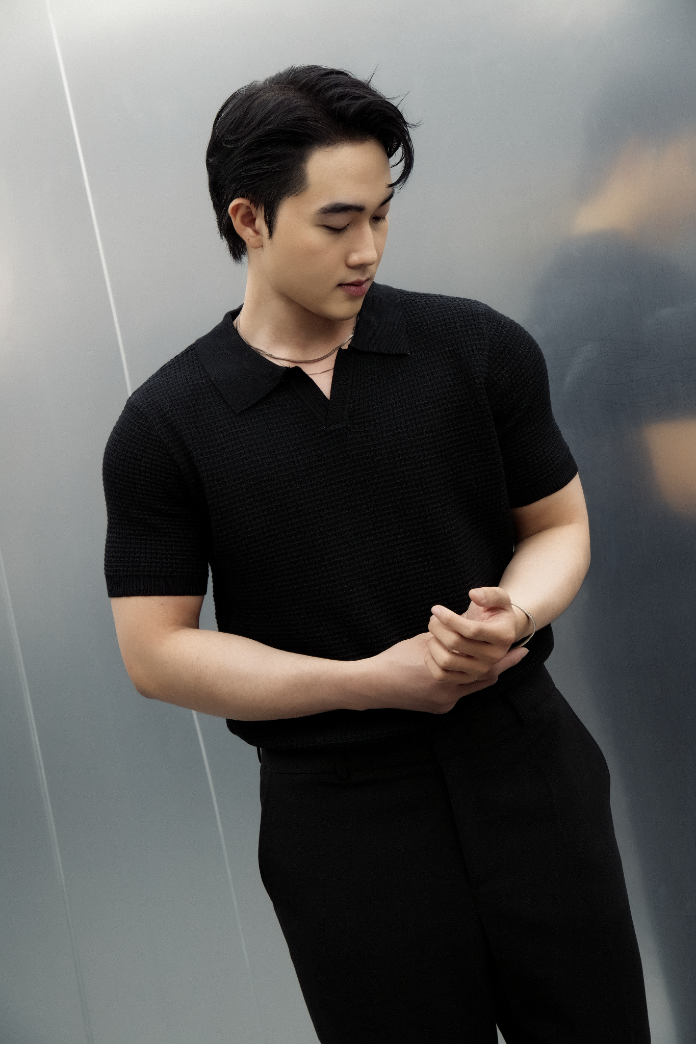 AG739 PREMIUM REGULAR FIT KNIT POLO - BLACK