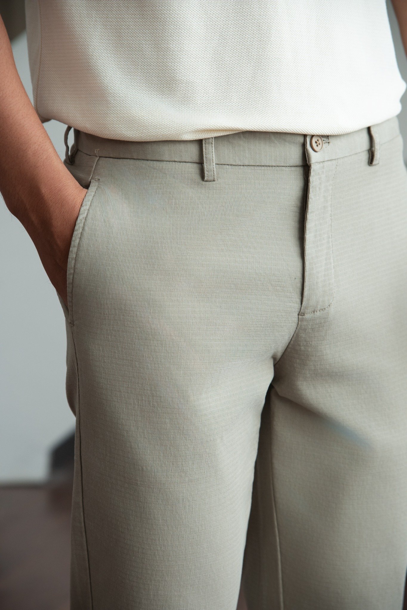 AG105 PREMIUM SLIMFIT KHAKI TROUSERS - BEIGE