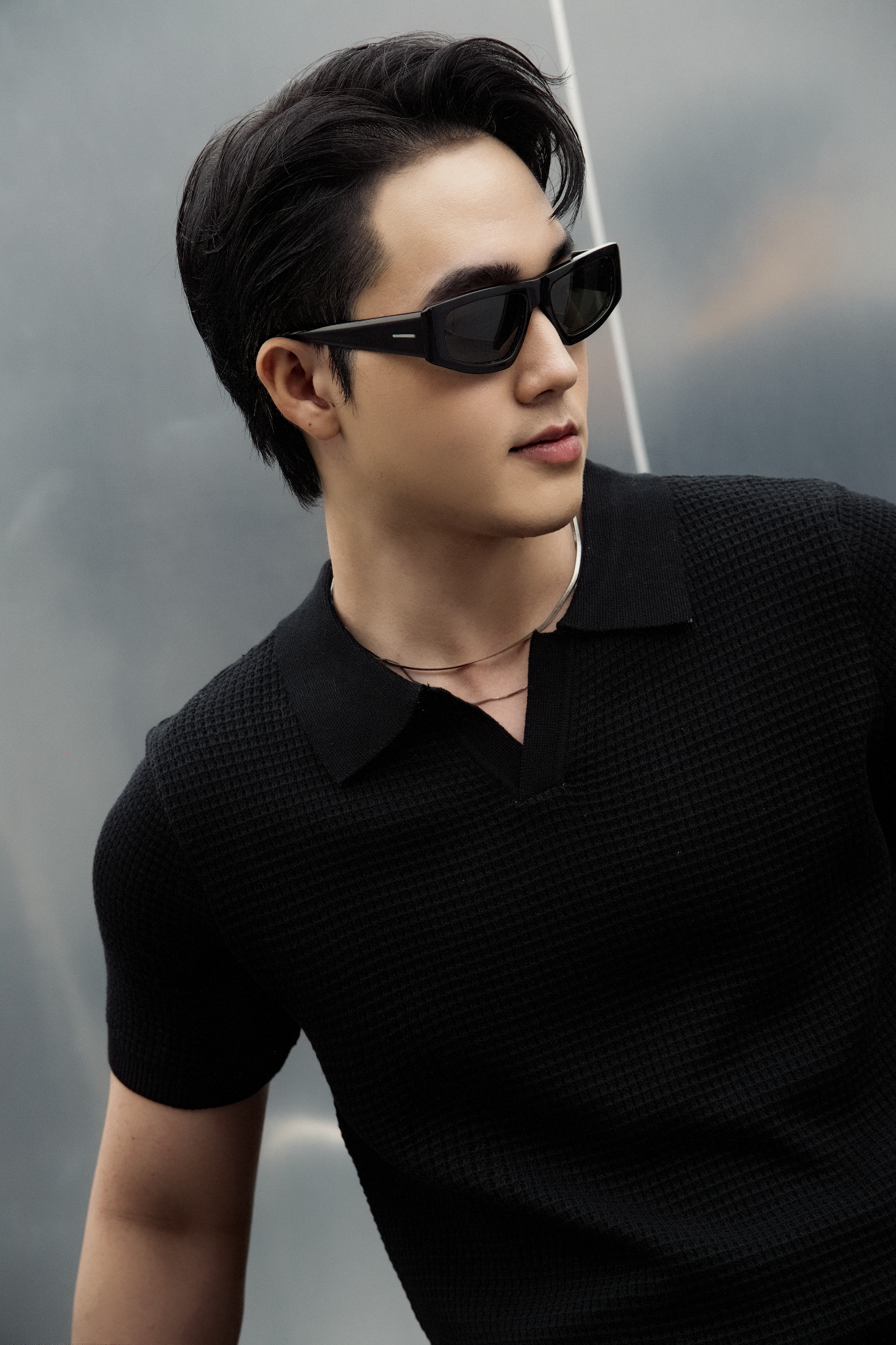 AG739 PREMIUM REGULAR FIT KNIT POLO - BLACK