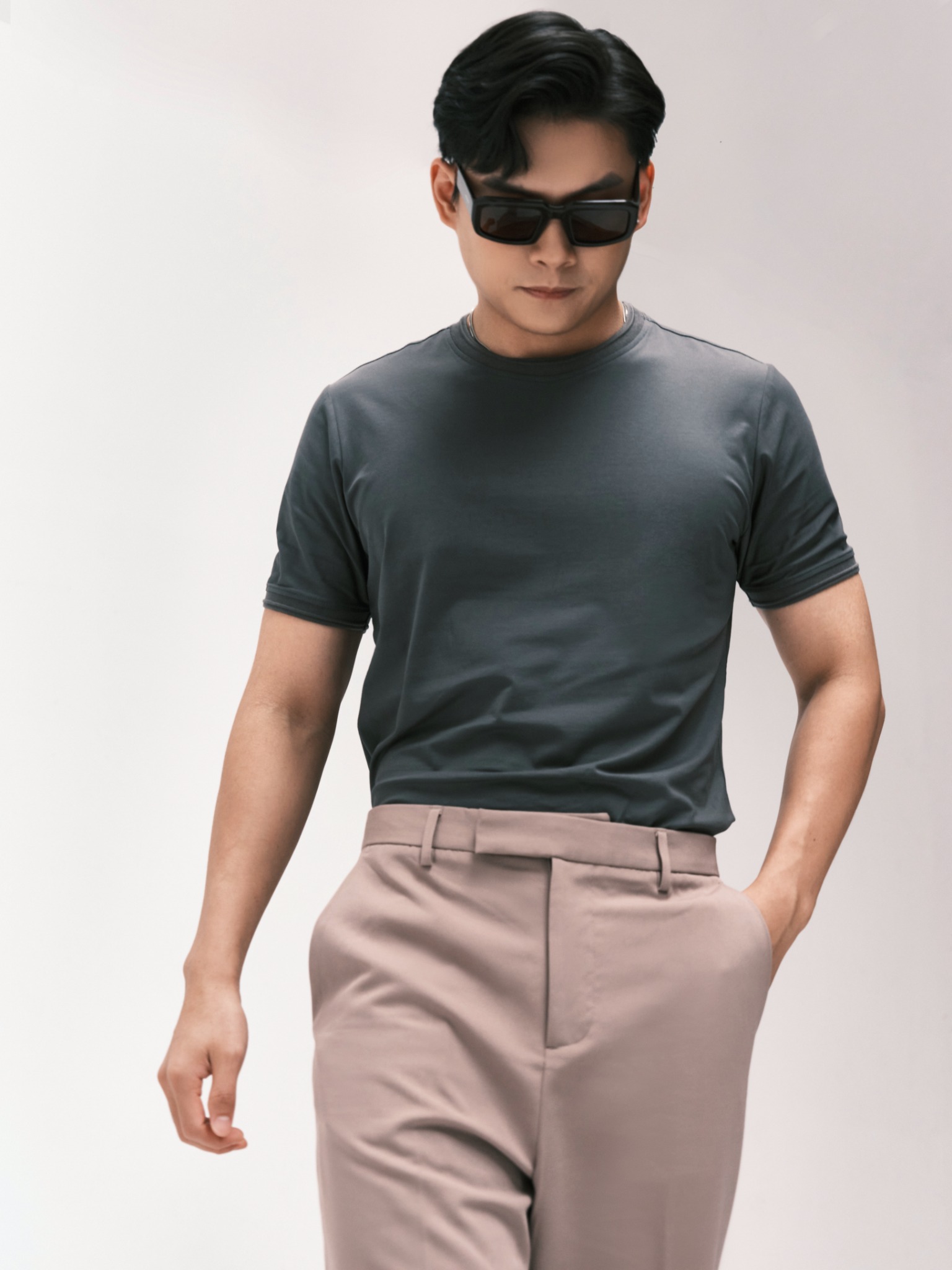 AG080 PREMIUM REGULAR FIT BASIC T-SHIRT - DARK GREY