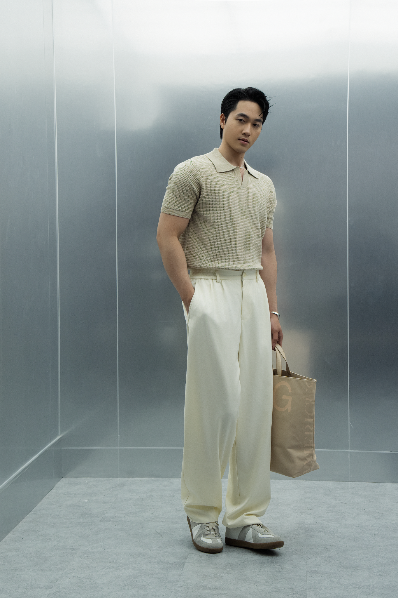 AG739 PREMIUM REGULAR FIT KNIT POLO - BEIGE