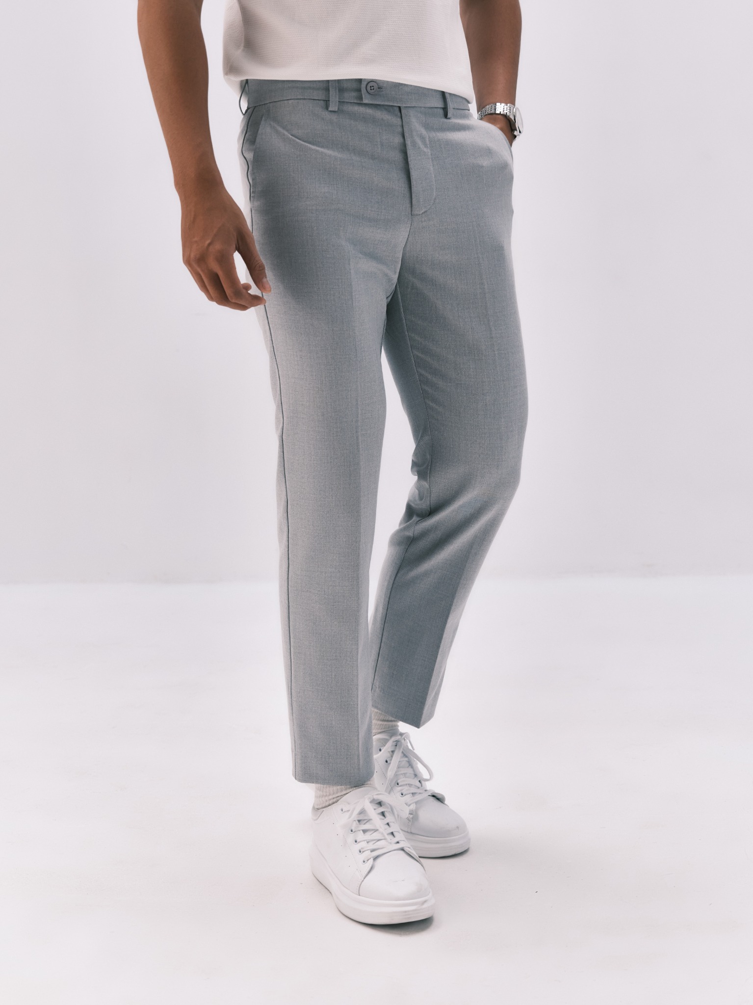AG013 PREMIUM SLIMFIT TROUSERS - LIGHT GREY
