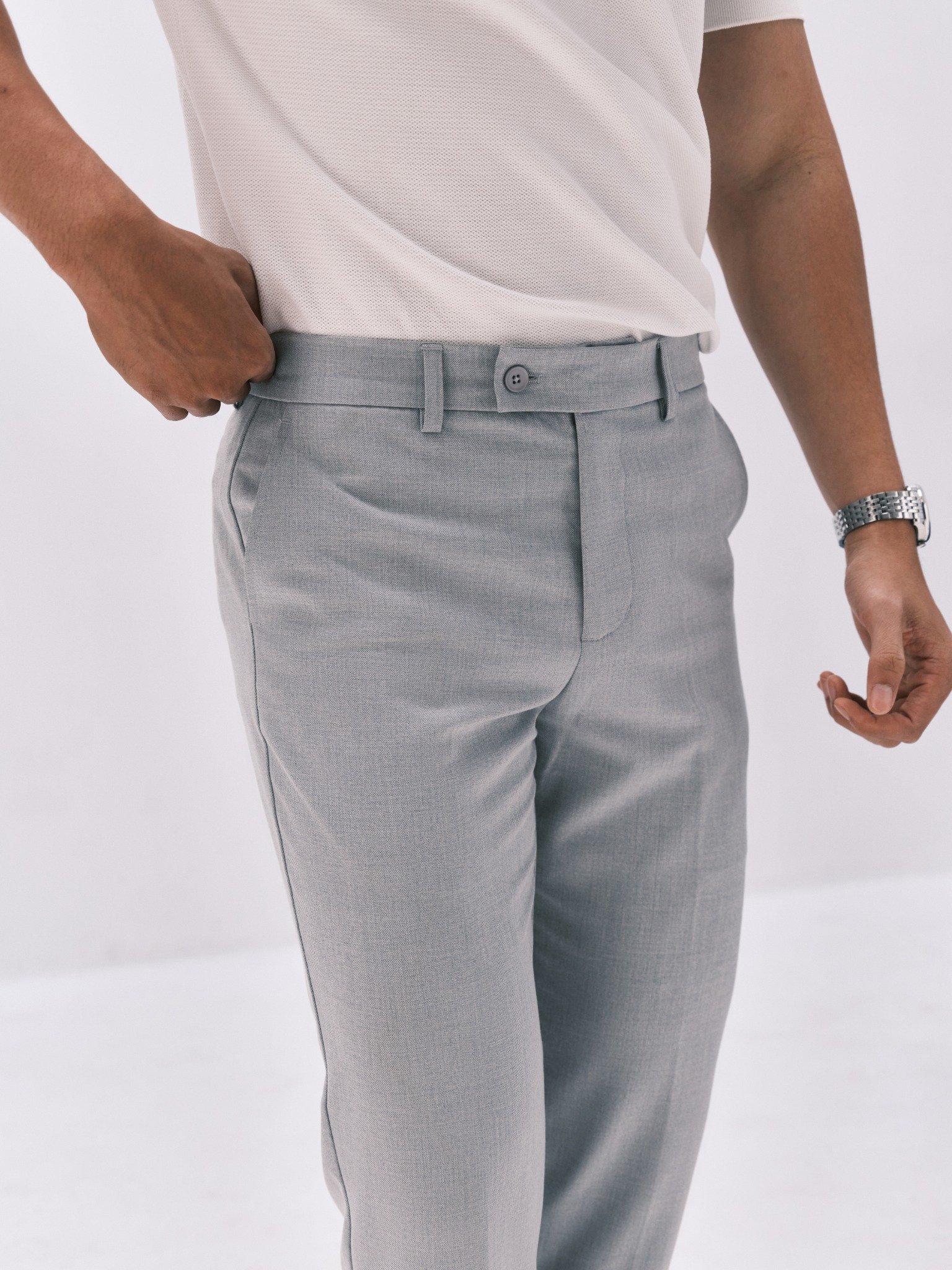 AG013 PREMIUM SLIMFIT TROUSERS - LIGHT GREY