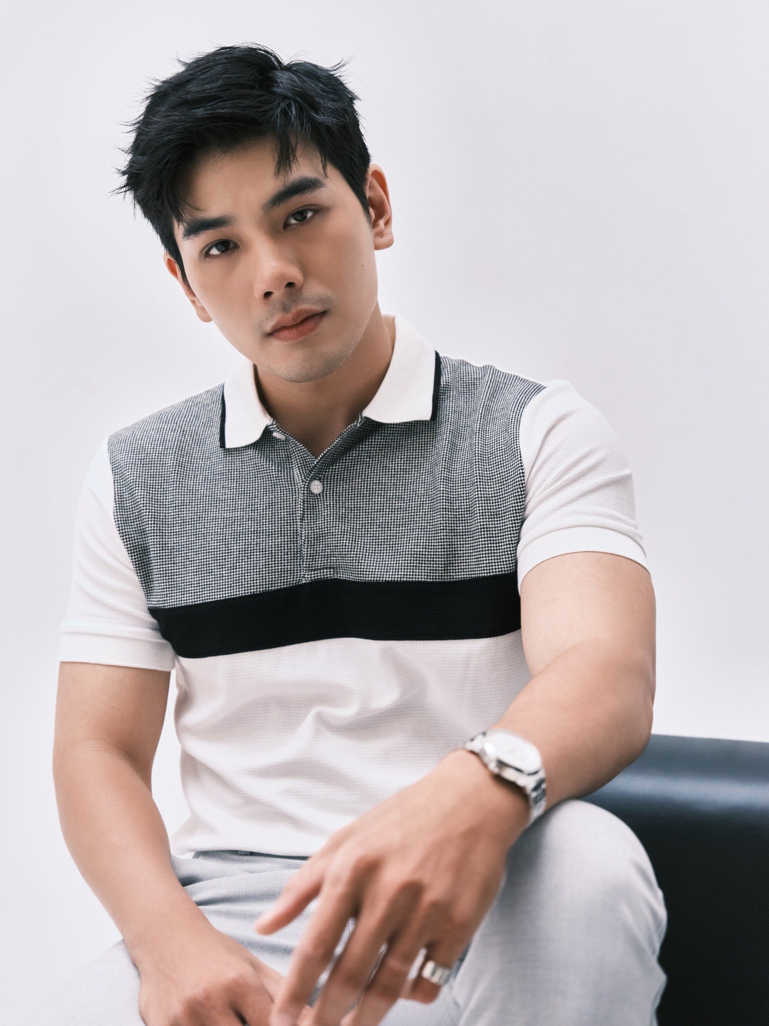AG71 PREMIUM SLIMFIT ICONIC COLOR STRIPED POLO - WHITE