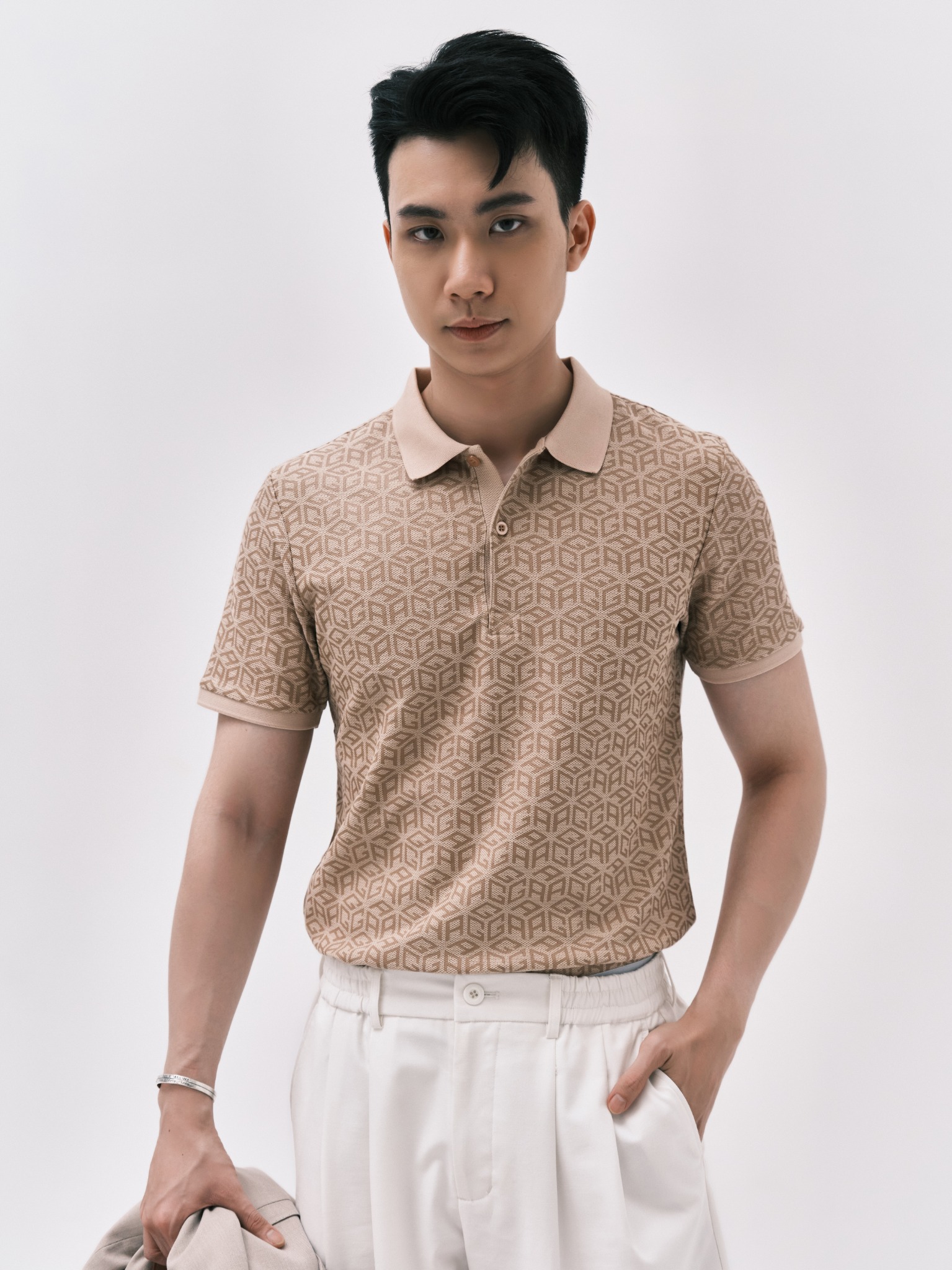 T54 FACTORY SLIMFIT DETAIL AG POLO - BEIGE